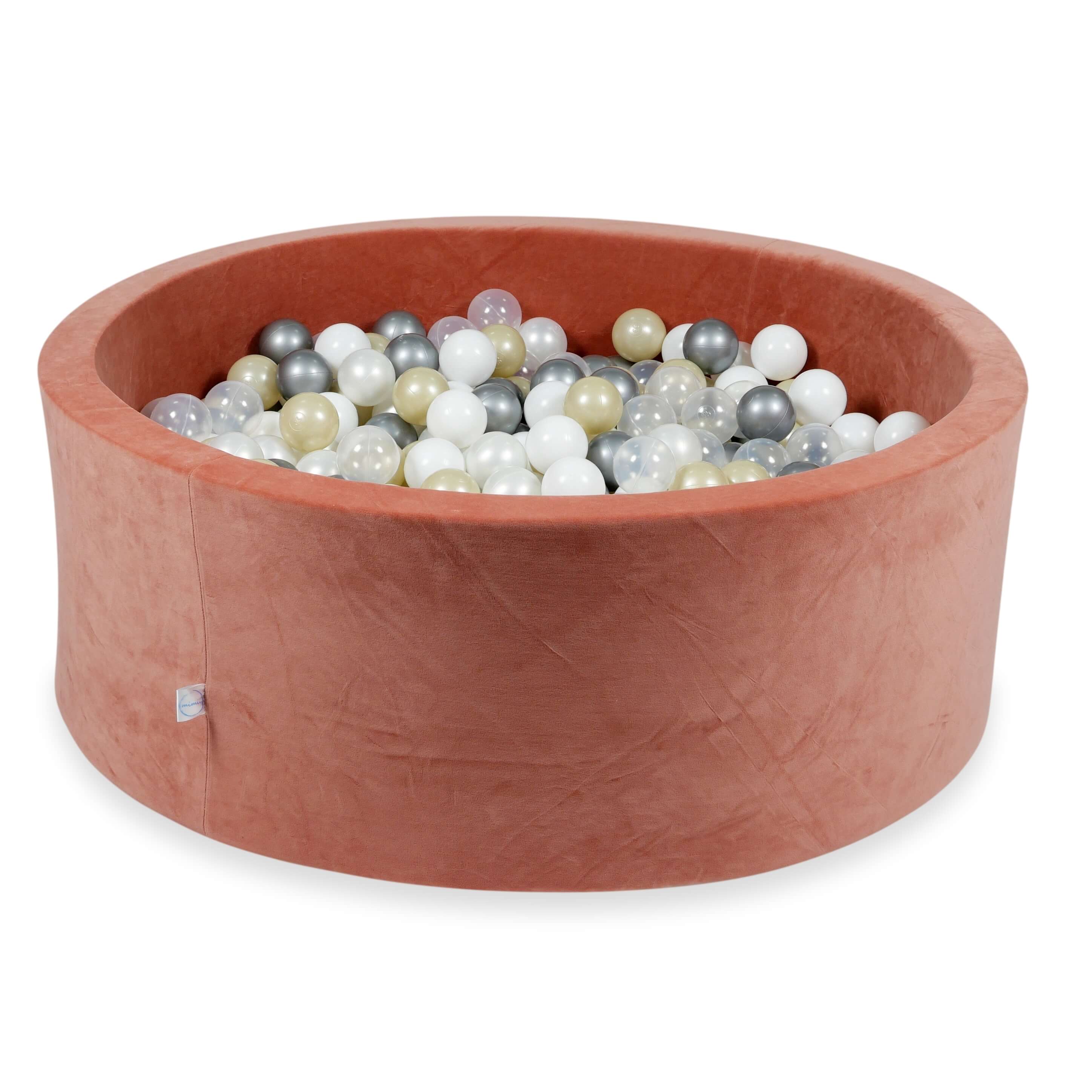 Ball Pit in velvet velvet soft canyon clay 110x40 cm with 500 balls
