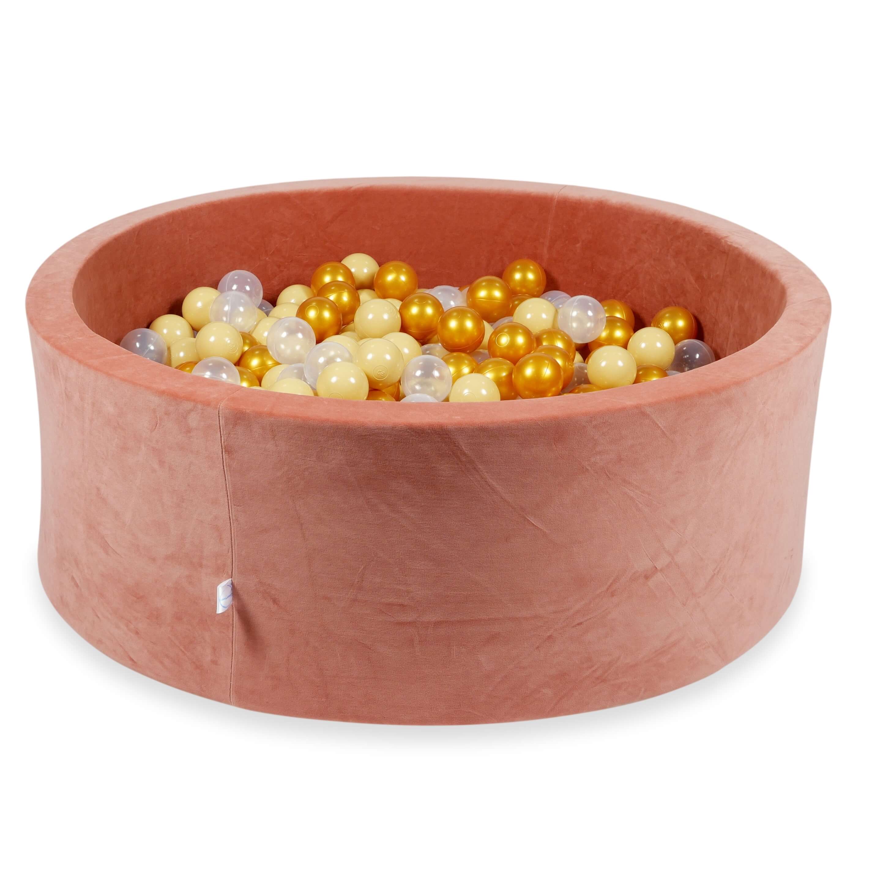 Ball Pit in velvet velvet soft canyon clay 110x40 cm with 500 balls