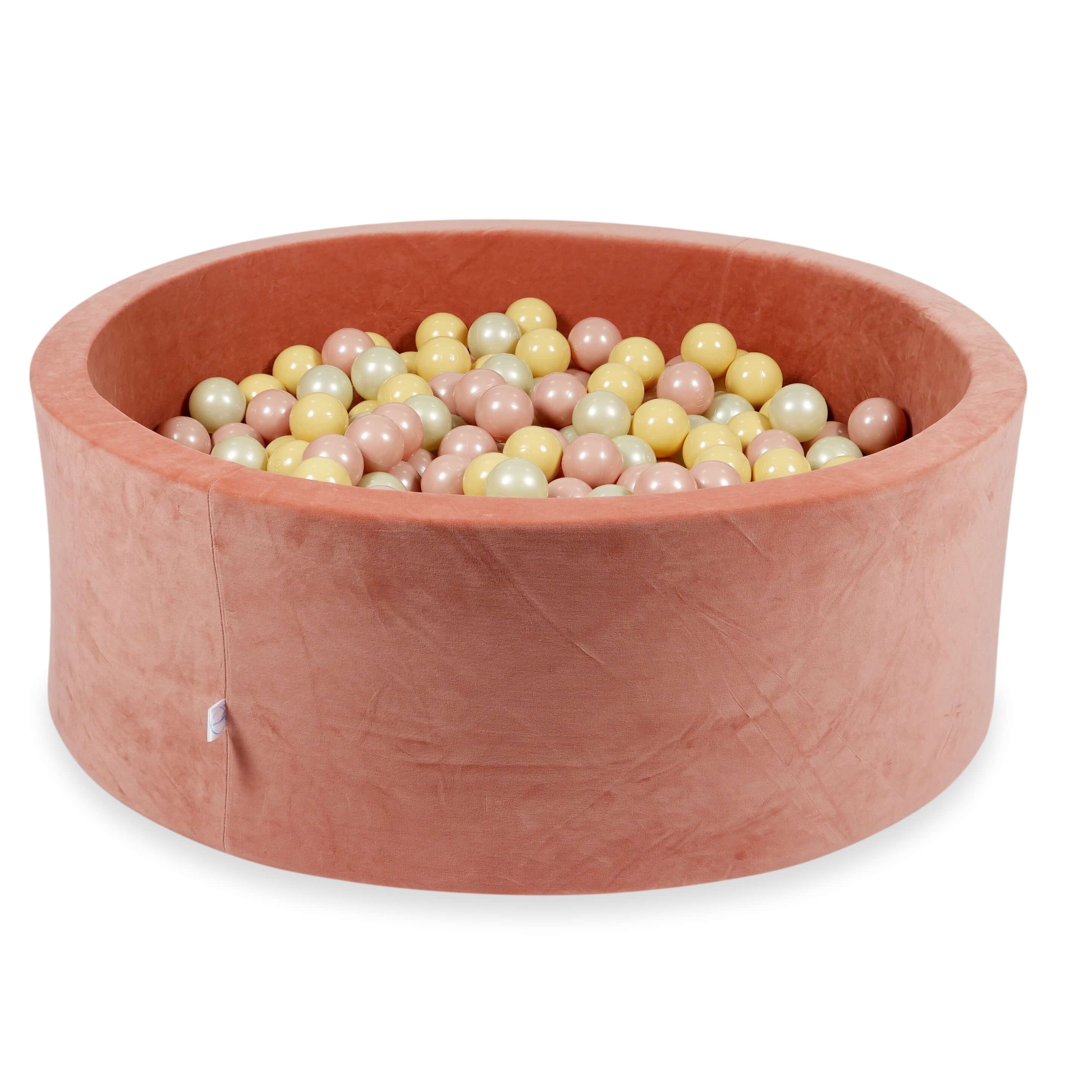 Ball Pit in velvet velvet soft canyon clay 110x40 cm with 500 balls