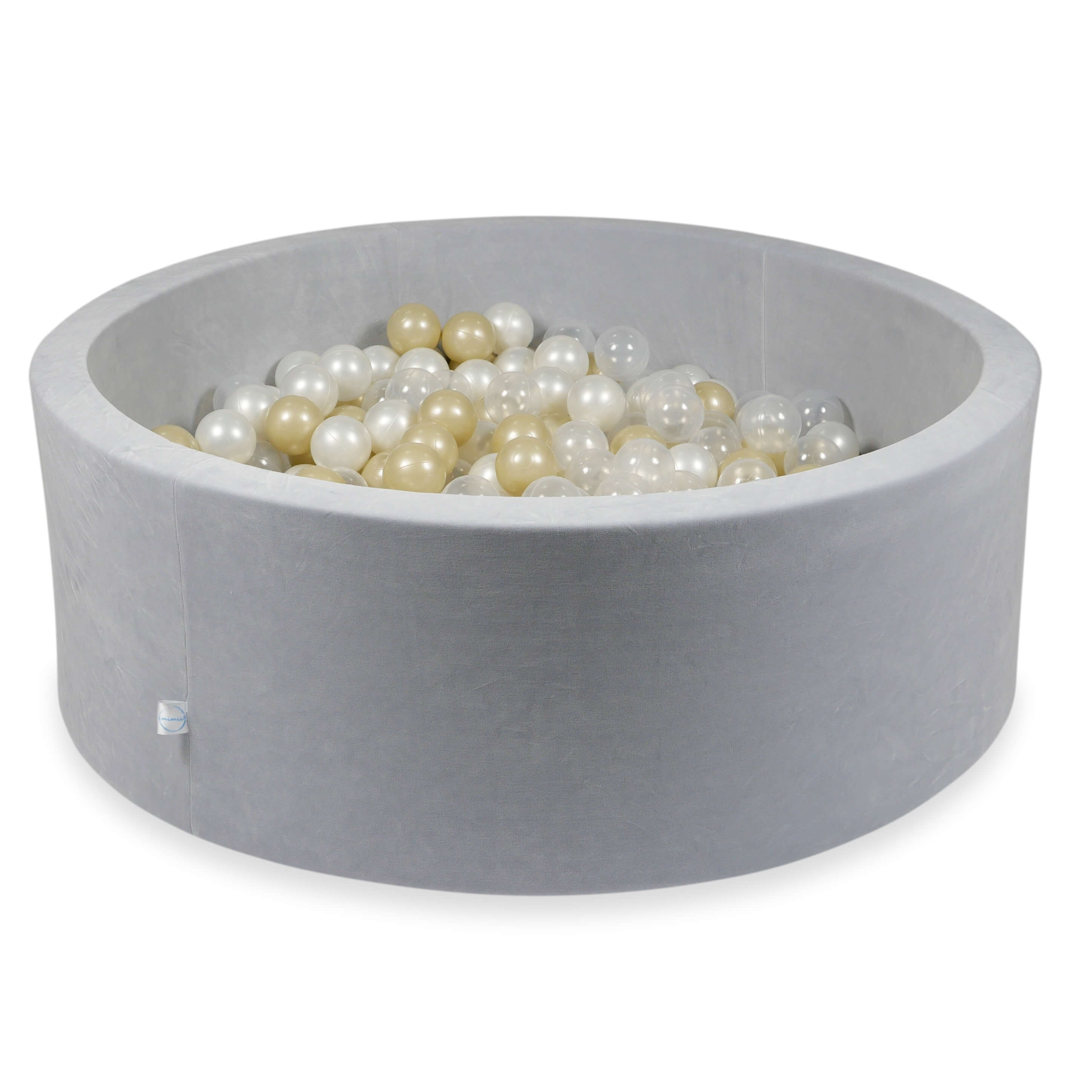 Ball Pit in velvet velvet soft light gray 110x40 cm with 500 balls