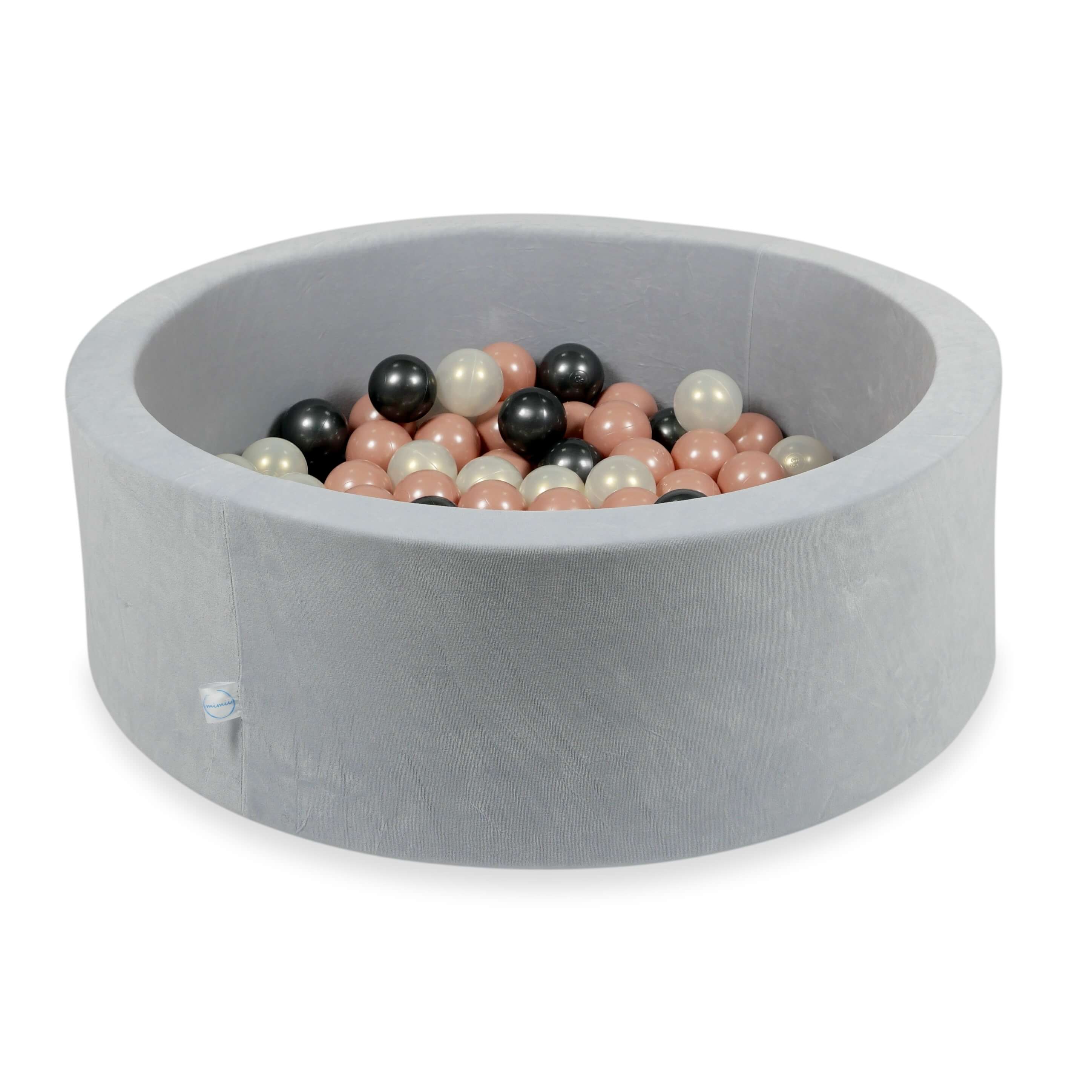 Ball pool in soft velvet light gray 90x30 cm with 200 balls