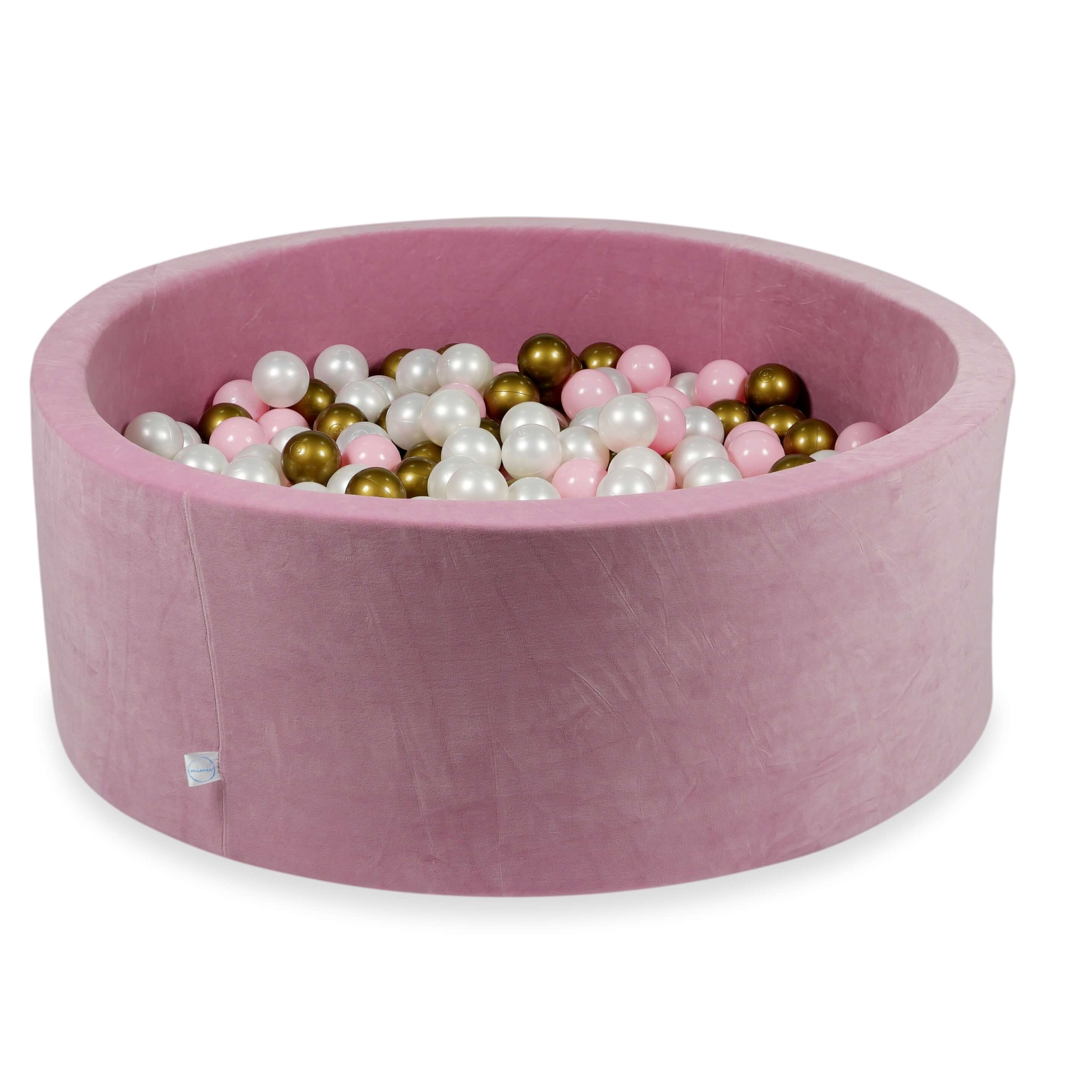 Ball Pit in velvet velvet soft pink 110x40 cm with 500 balls