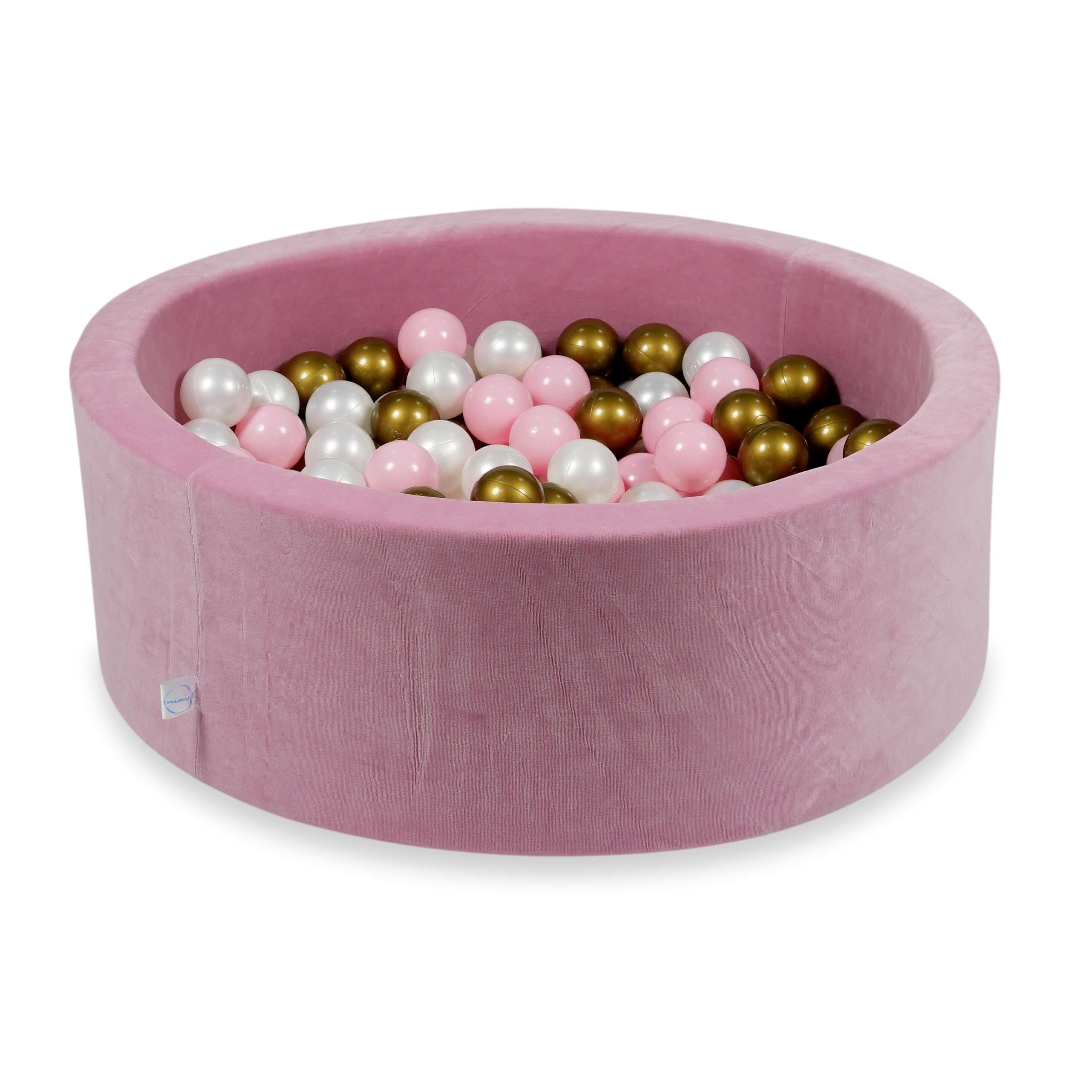 Ball pool in soft velvet pink 90x30 cm with 200 balls