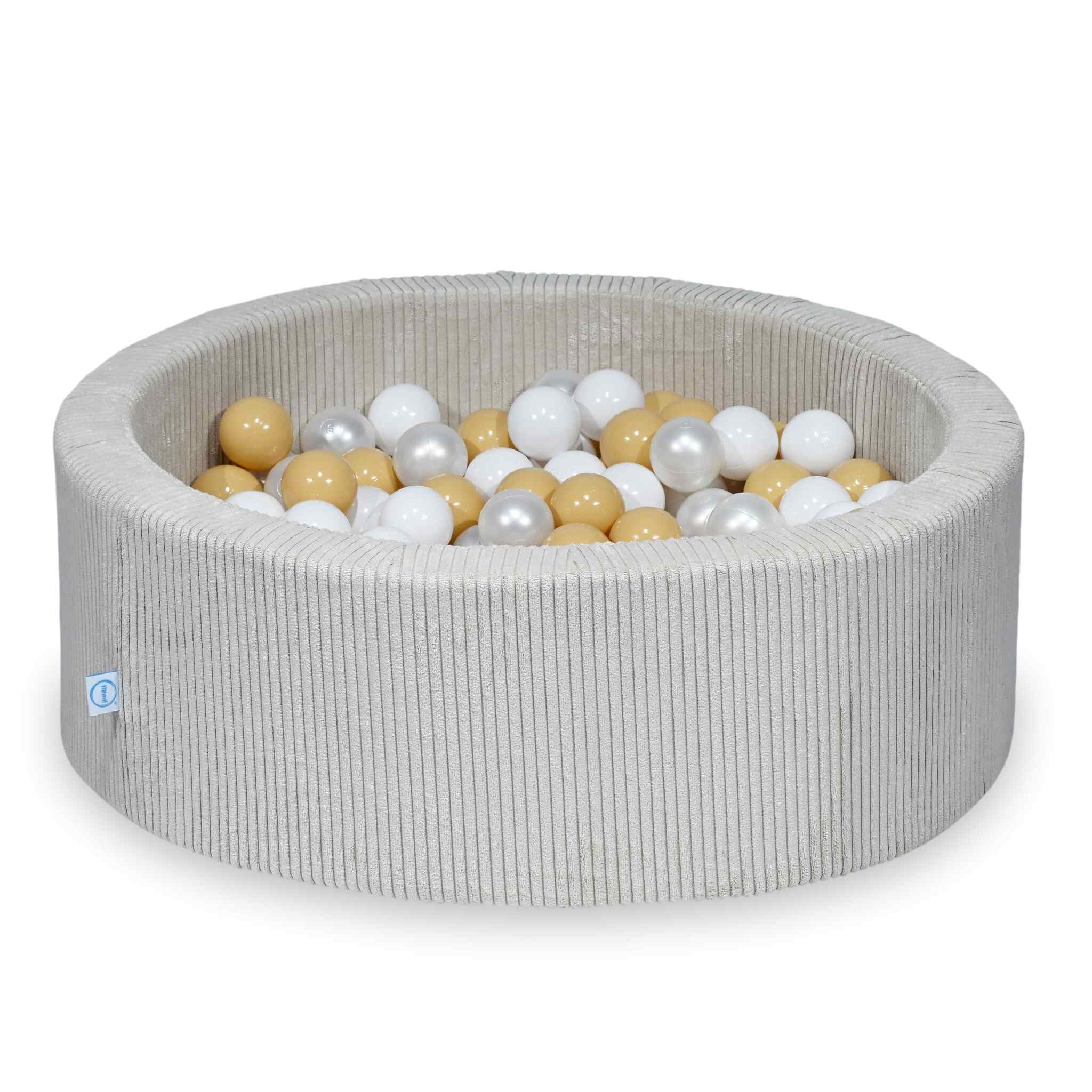 Ball Pit in corduroy beige 90x30 cm with 200 balls