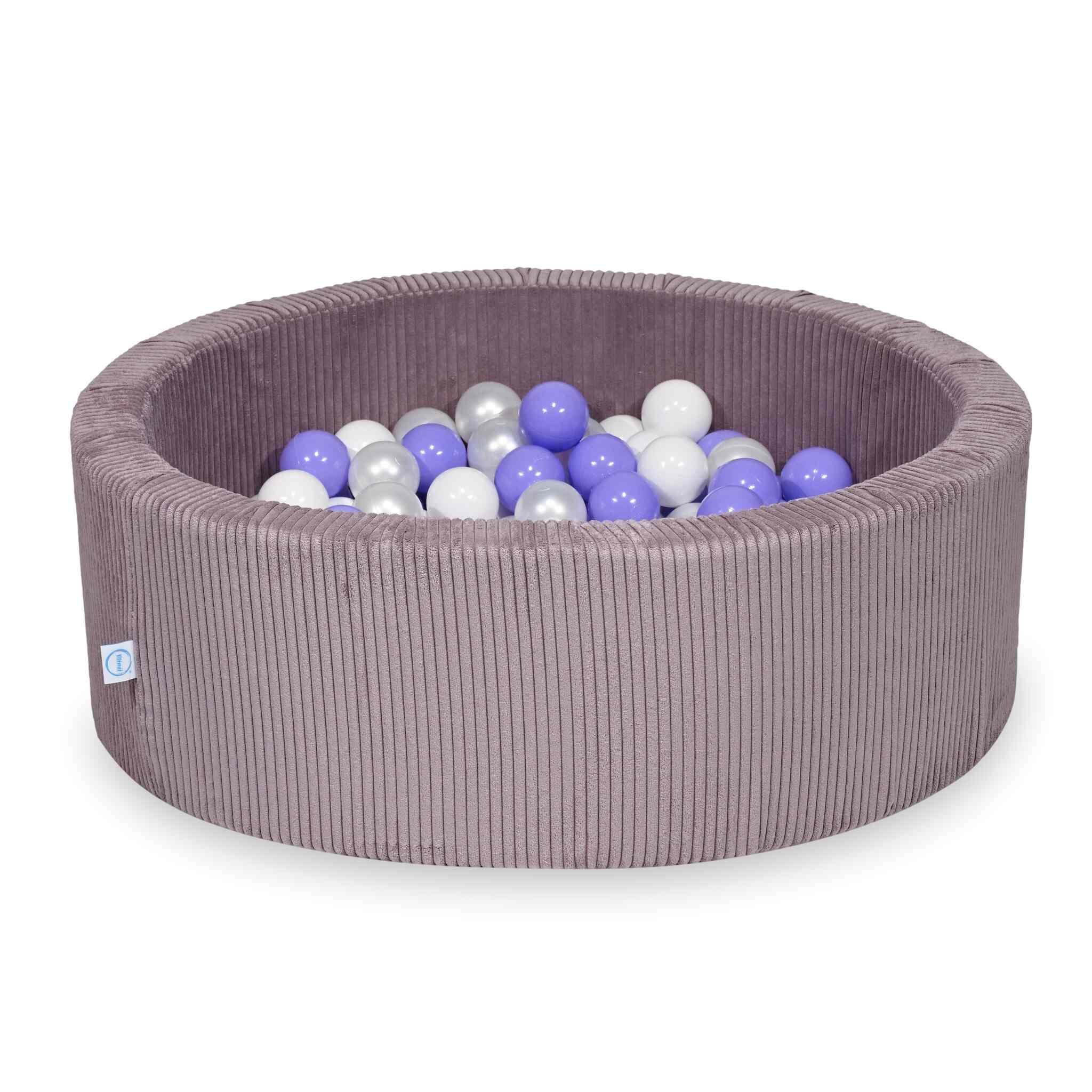 Ball Pit in corduroy lavender 90x30 cm with 200 balls