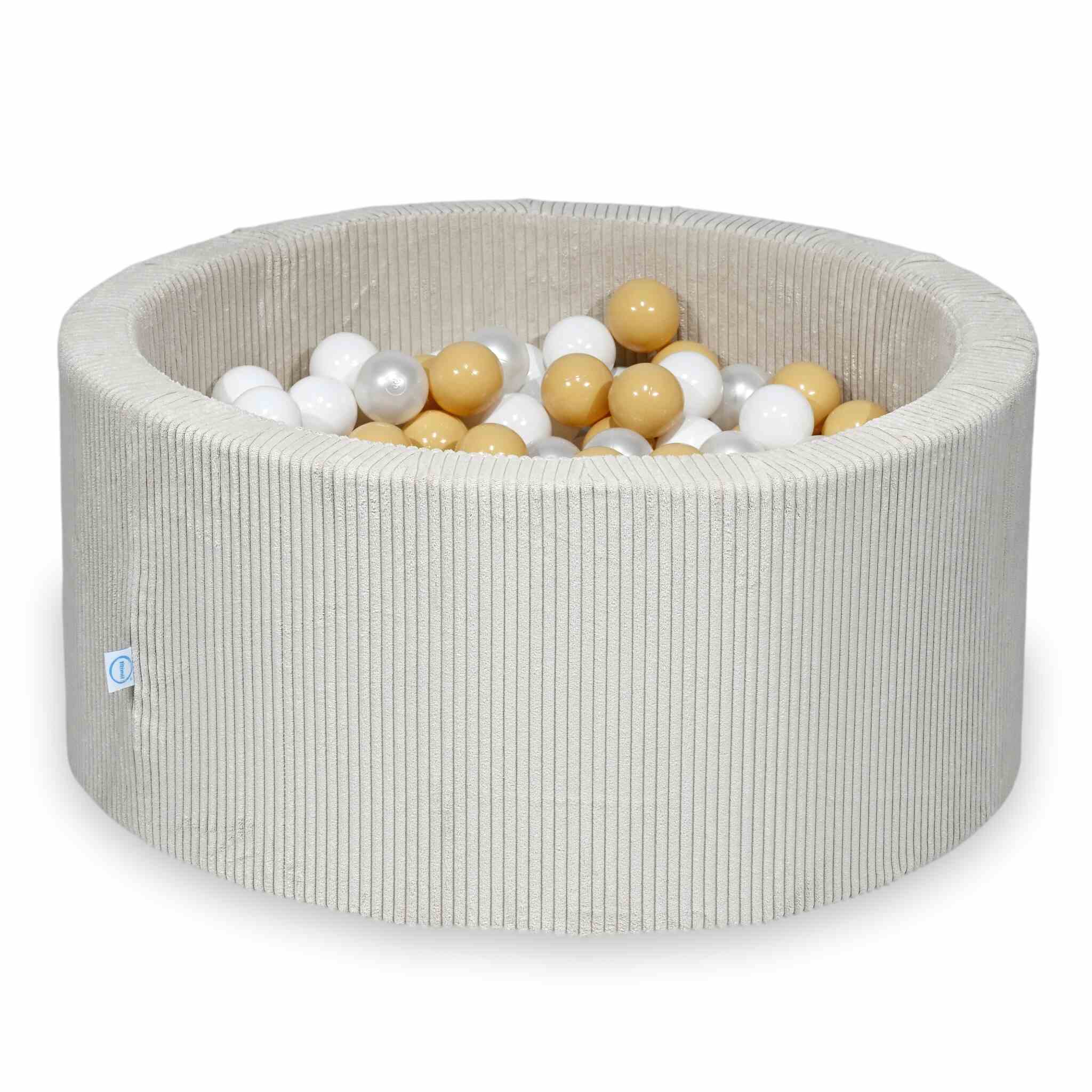 Ball Pit in corduroy beige 90x40 cm with 300 balls
