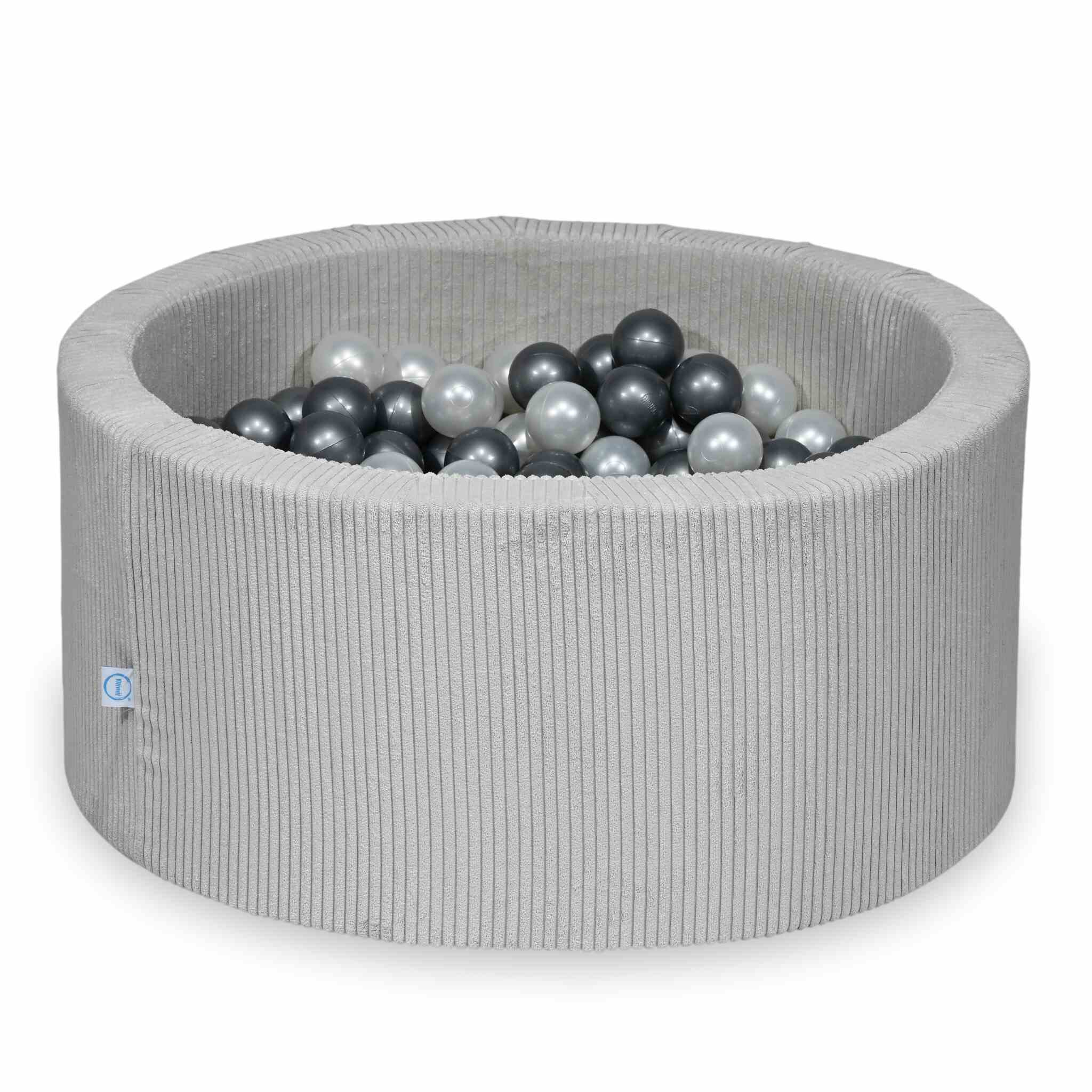 Ball Pit in corduroy grey 90x40 cm with 300 balls