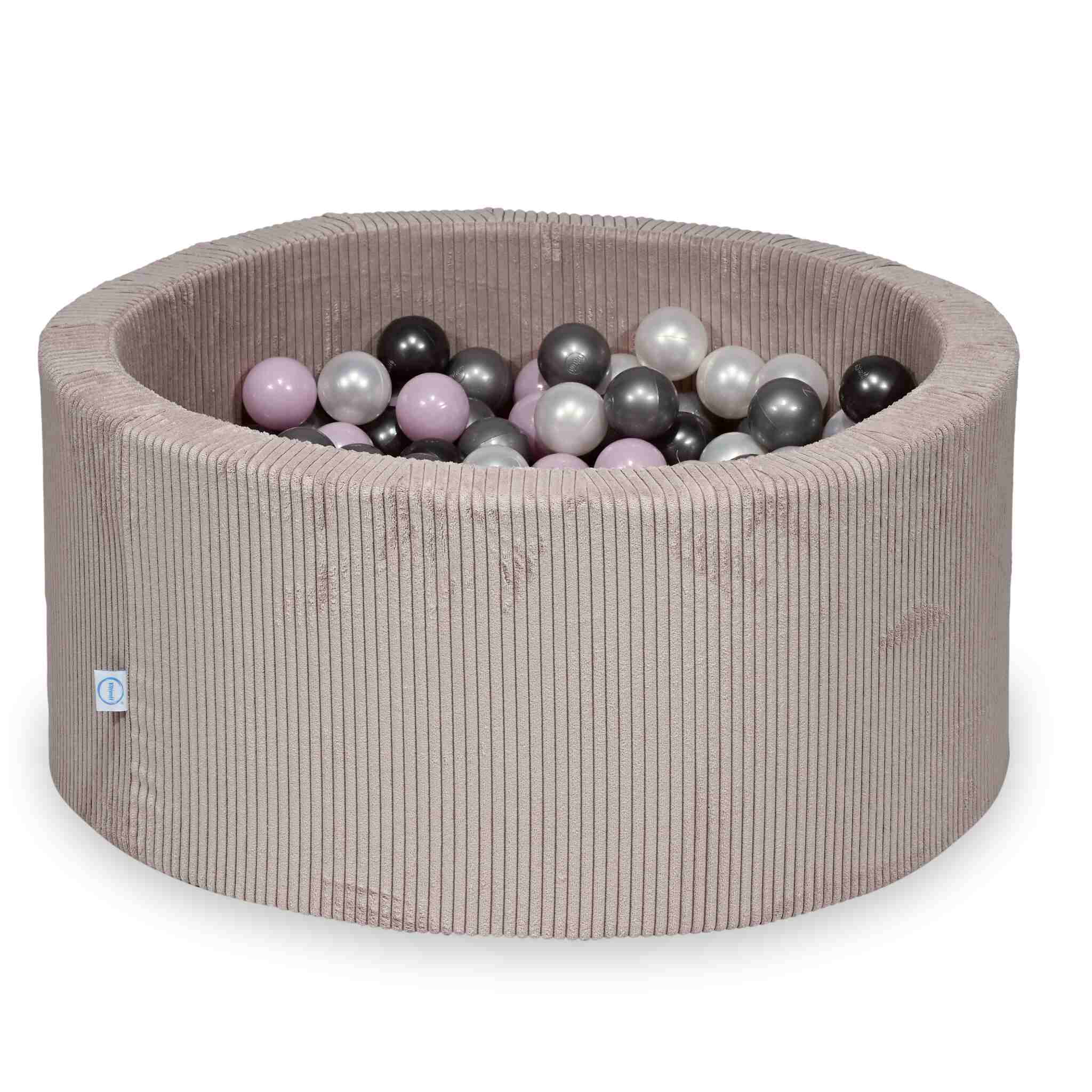 Ball Pit in corduroy light pink 90x40 cm with 300 balls