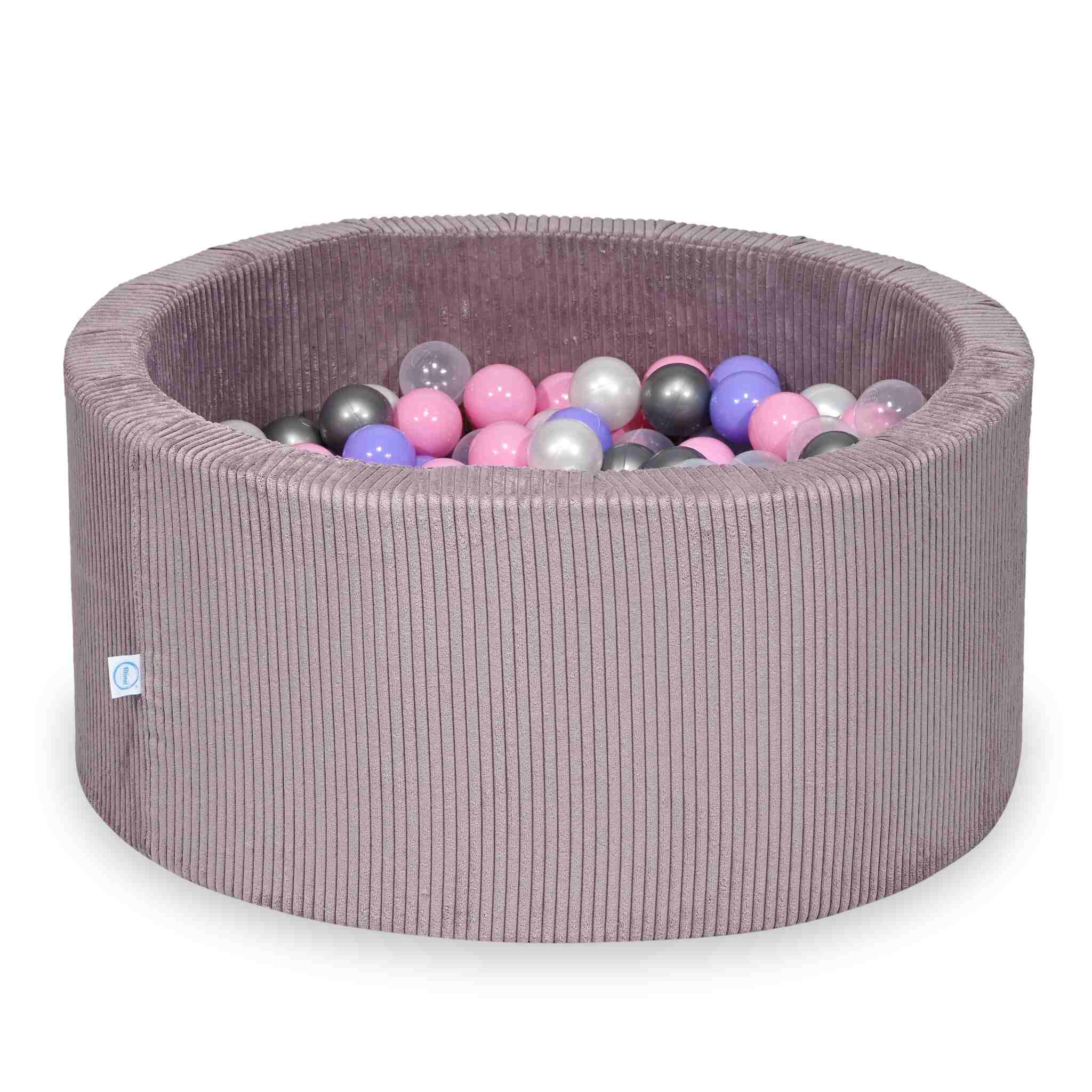 Ball Pit in corduroy lavender 90x40 cm with 300 balls