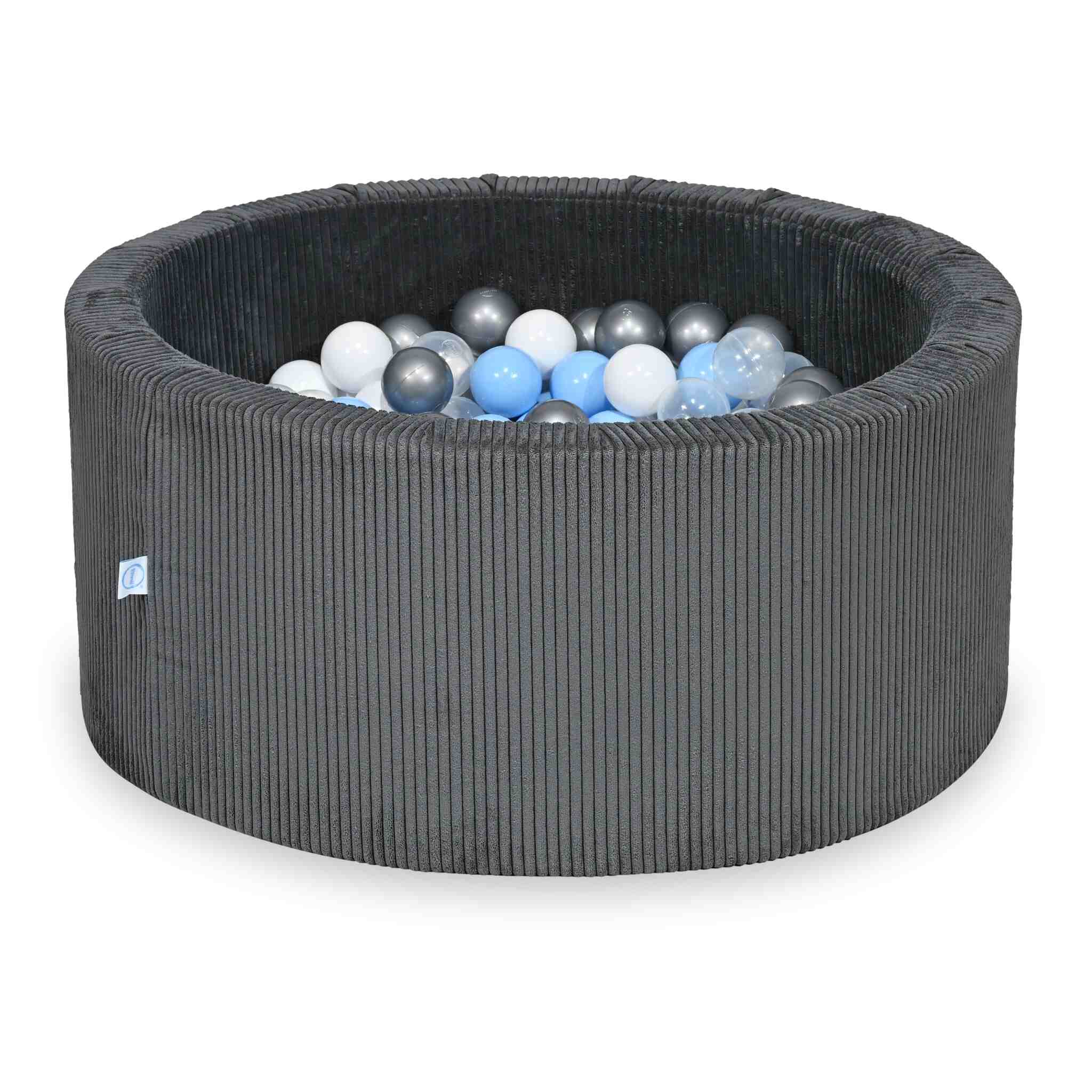 Ball Pit in corduroy graphite 90x40 cm with 300 balls