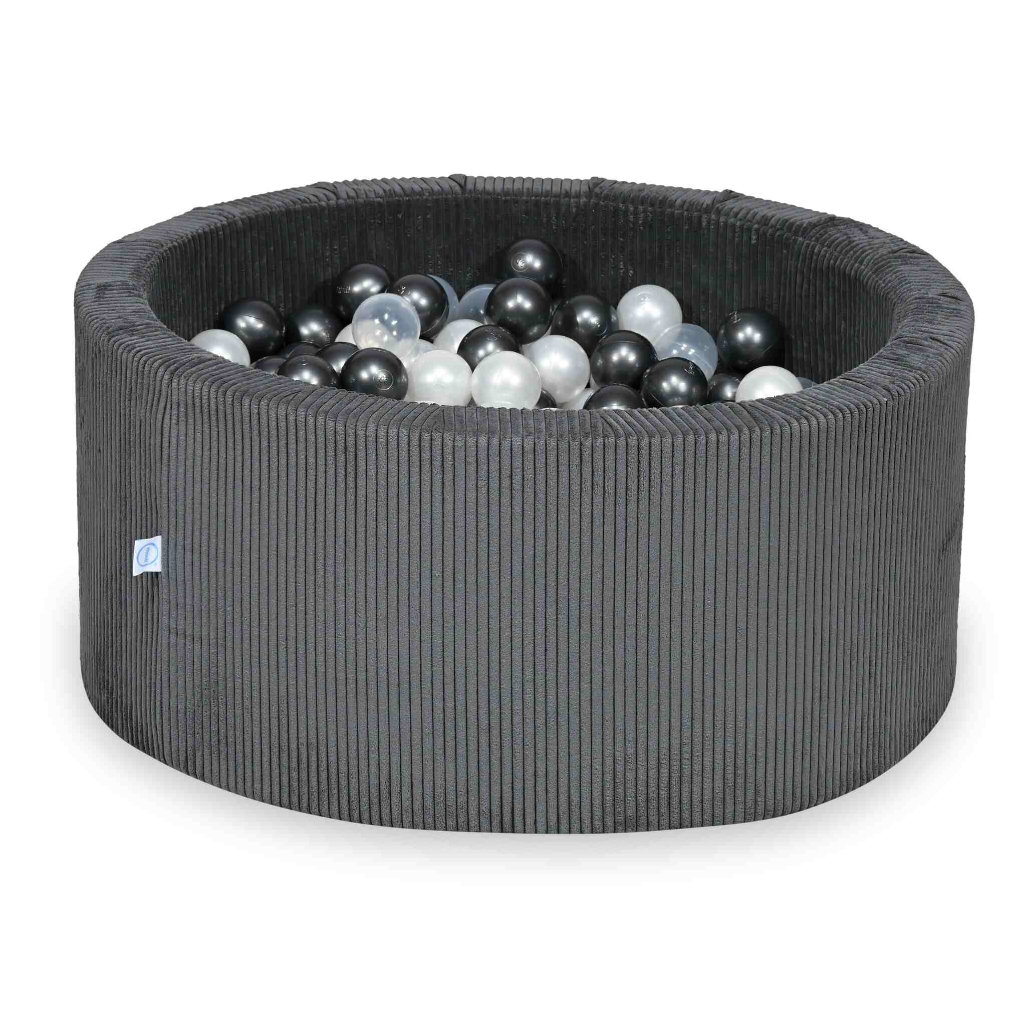 Ball Pit in corduroy graphite 90x40 cm with 300 balls