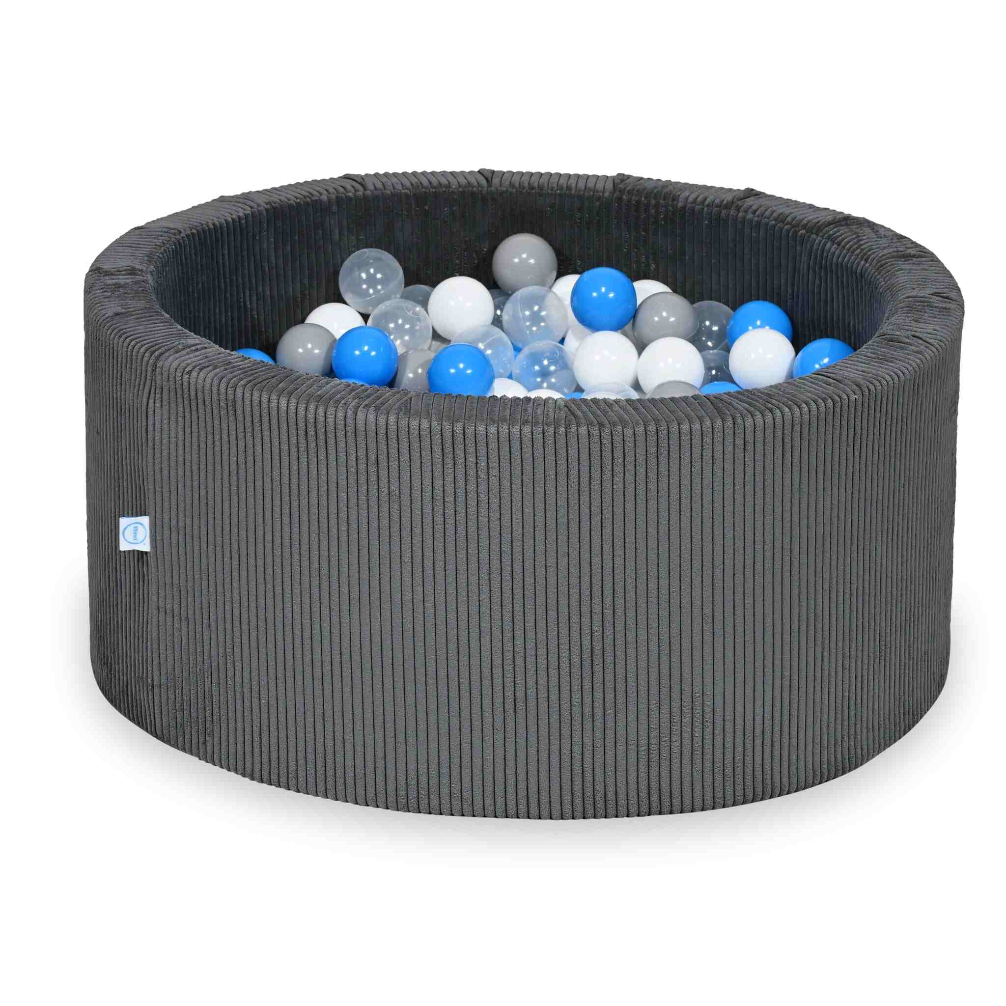 Ball Pit in corduroy graphite 90x40 cm with 300 balls