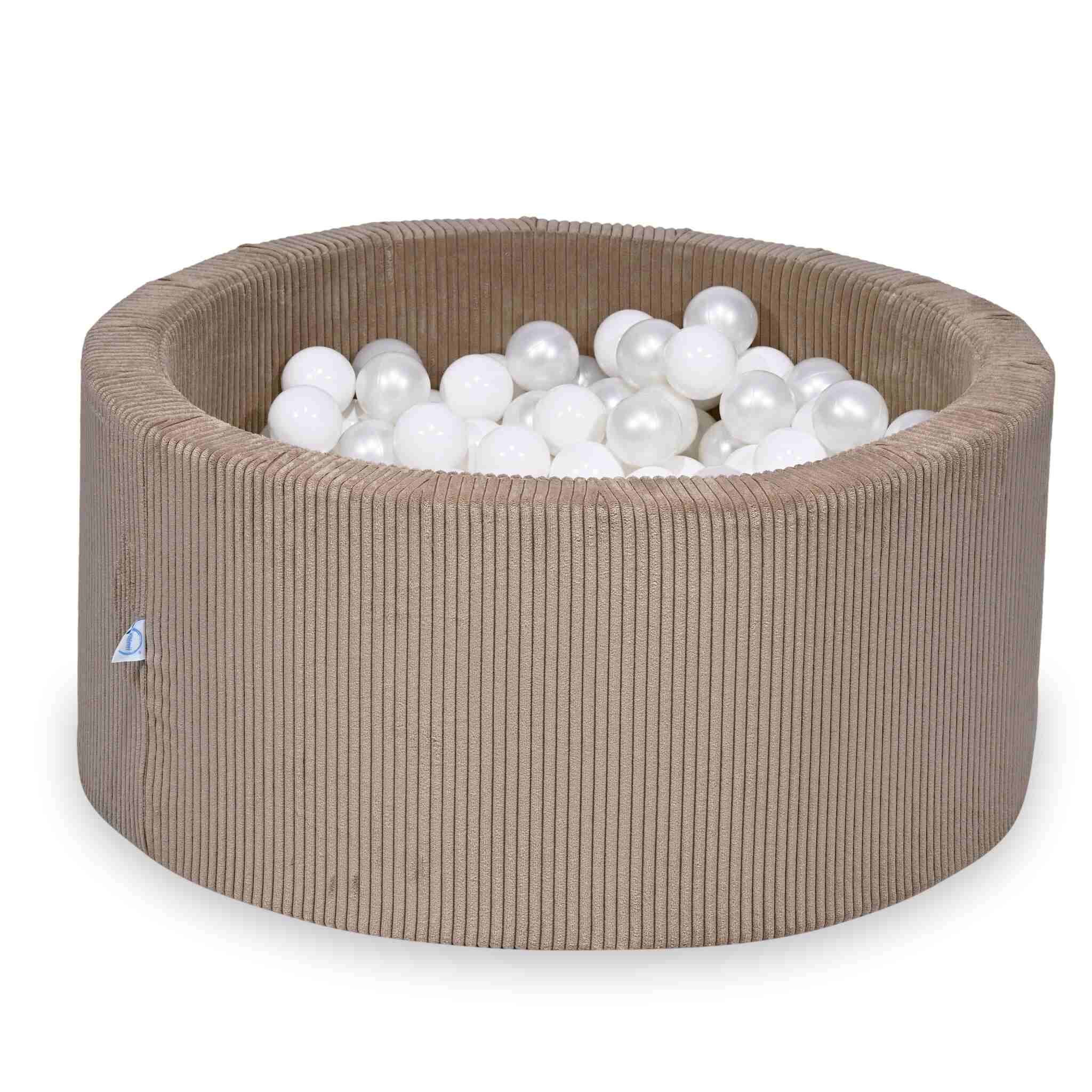 Ball Pit in corduroy toffee 90x40 cm with 300 balls