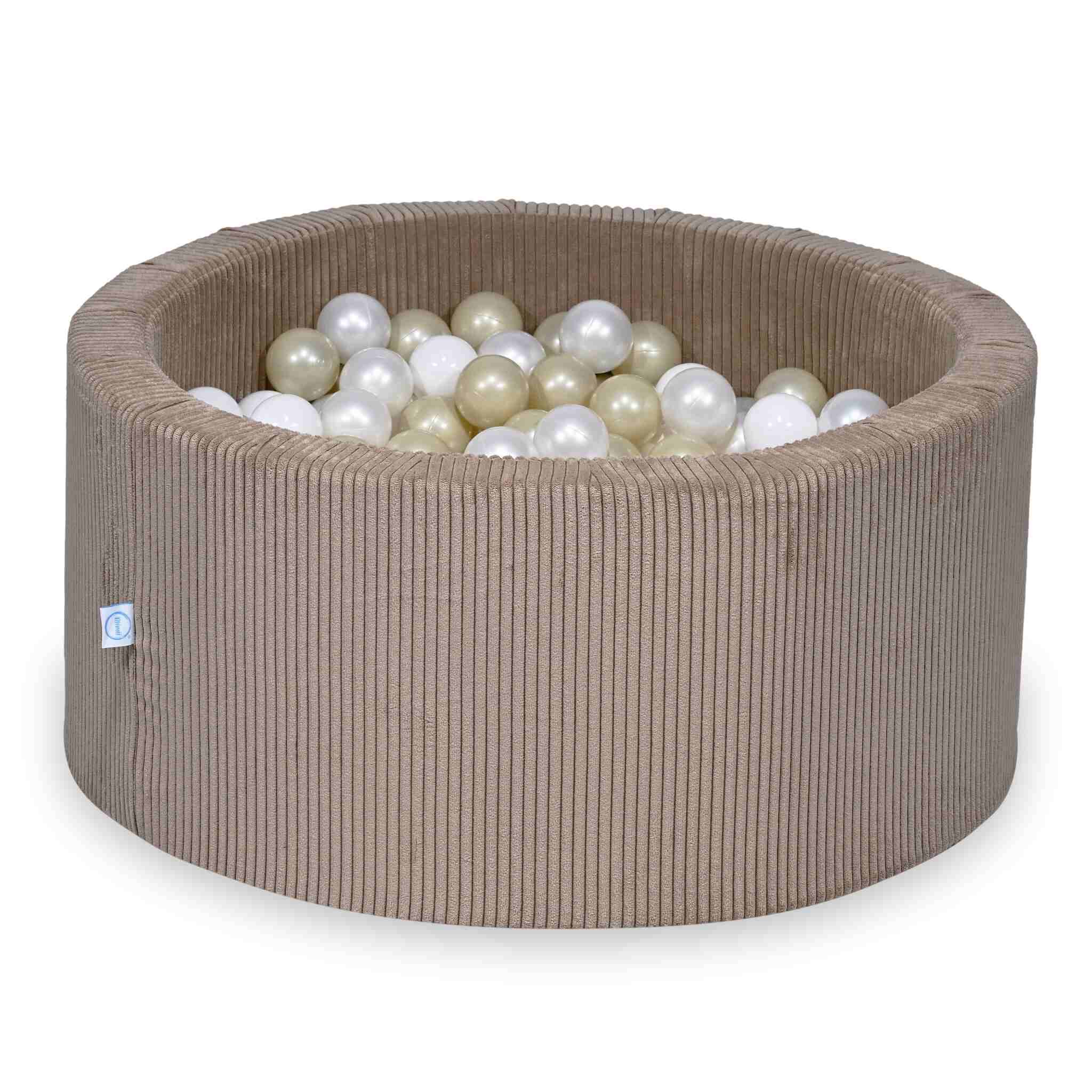 Ball Pit in corduroy toffee 90x40 cm with 300 balls