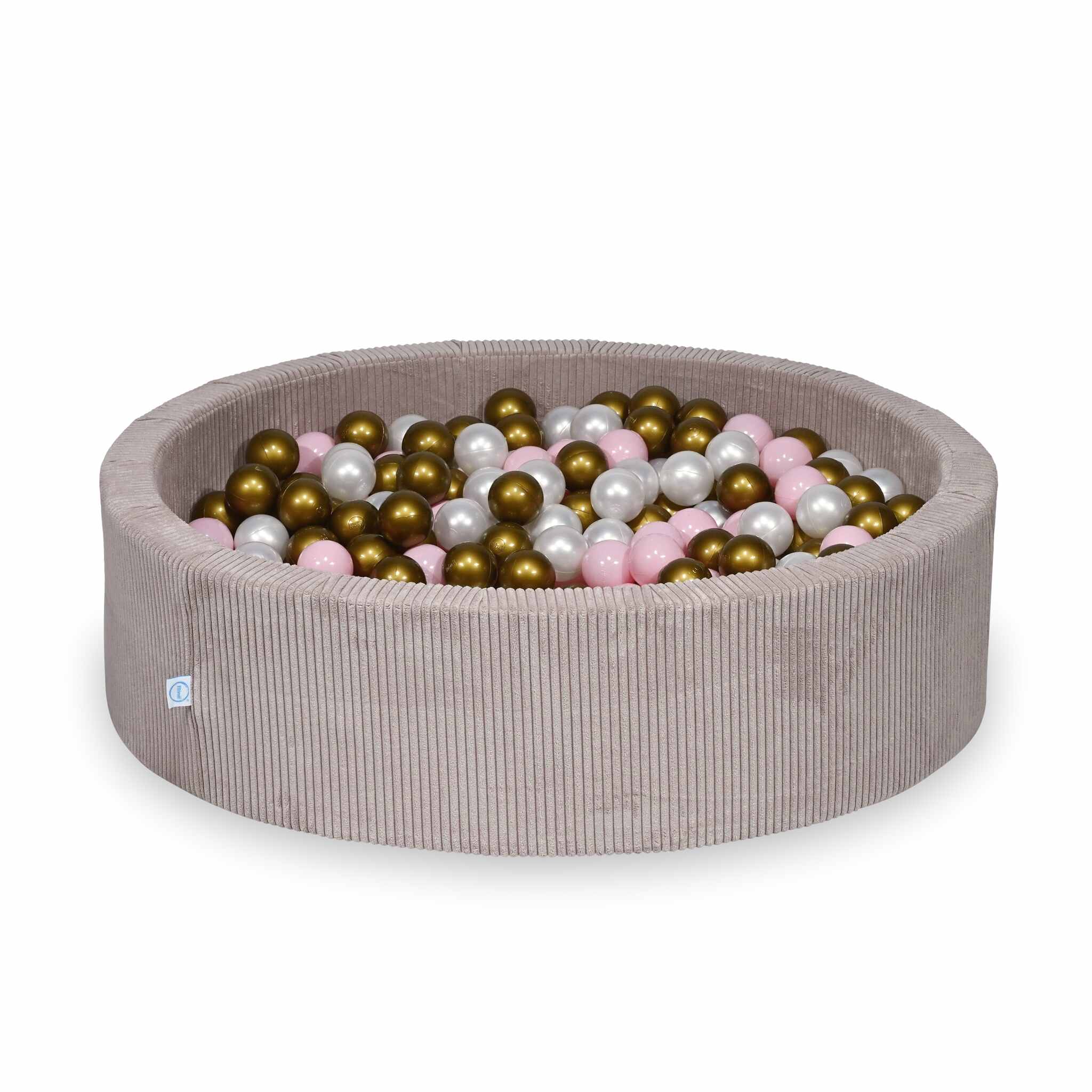 Ball Pit in corduroy light pink 110x30 cm with 400 balls