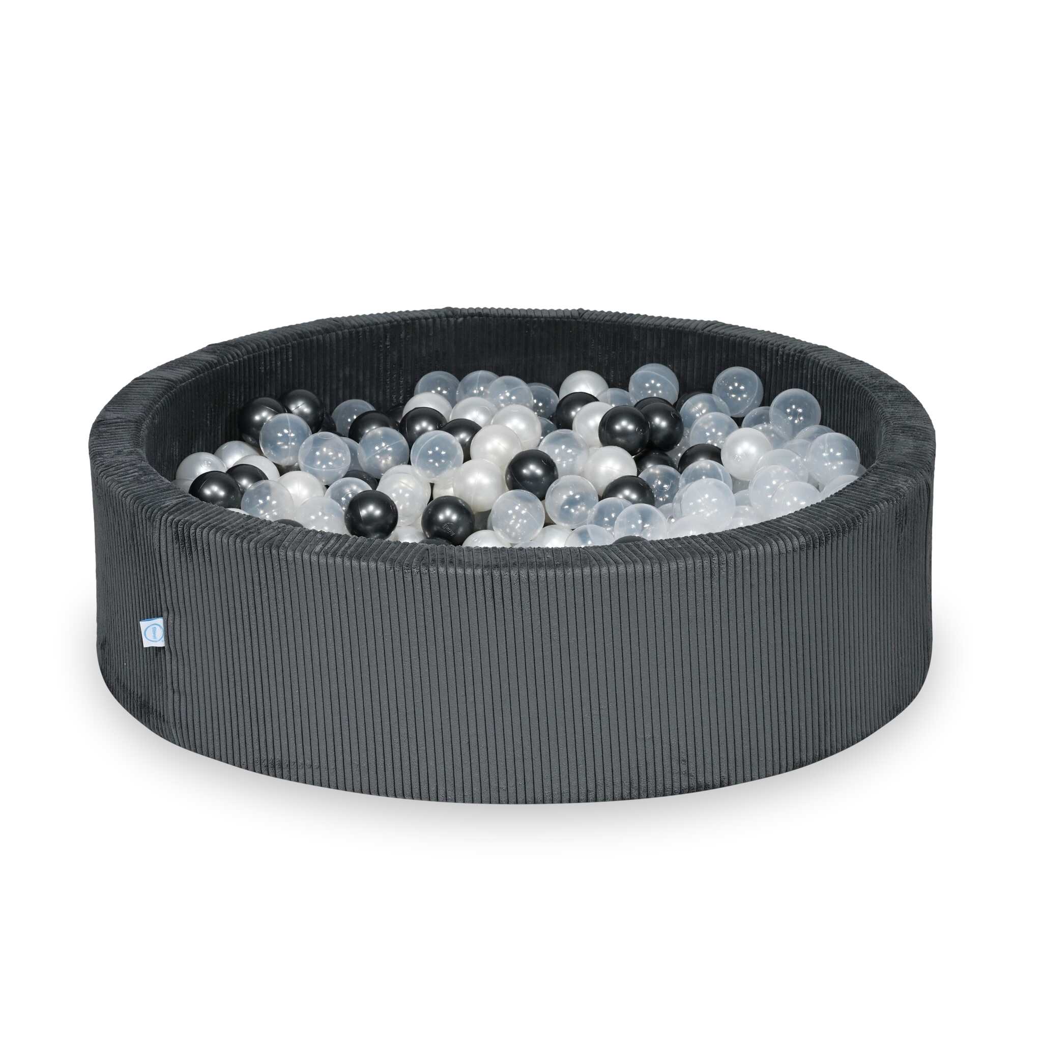 Ball Pit in corduroy graphite 110x30 cm with 400 balls