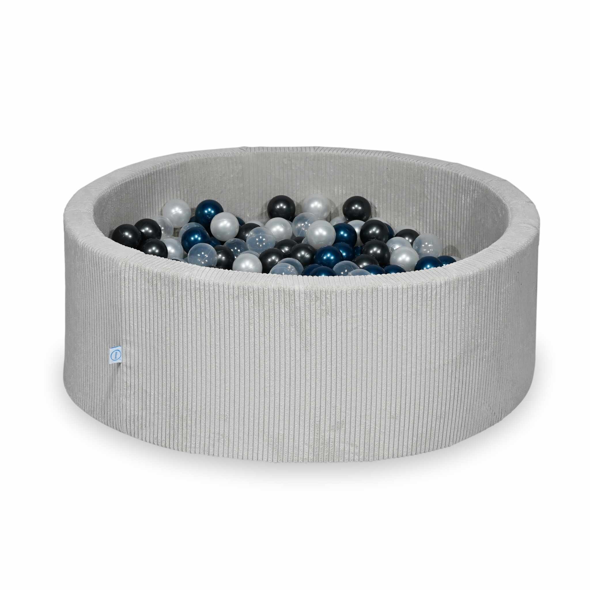 Ball Pit in corduroy grey 110x40 cm with 500 balls
