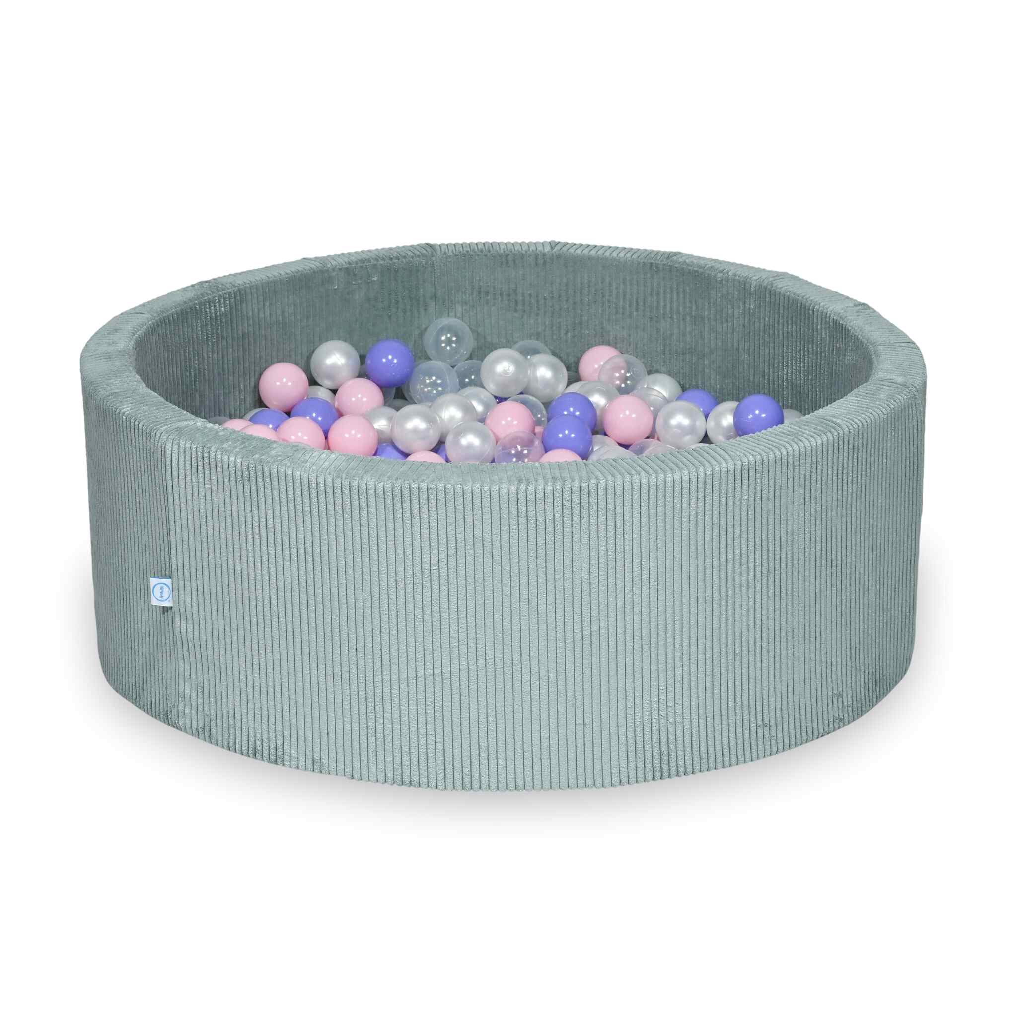 Ball Pit in corduroy light mint 110x40 cm with 500 balls