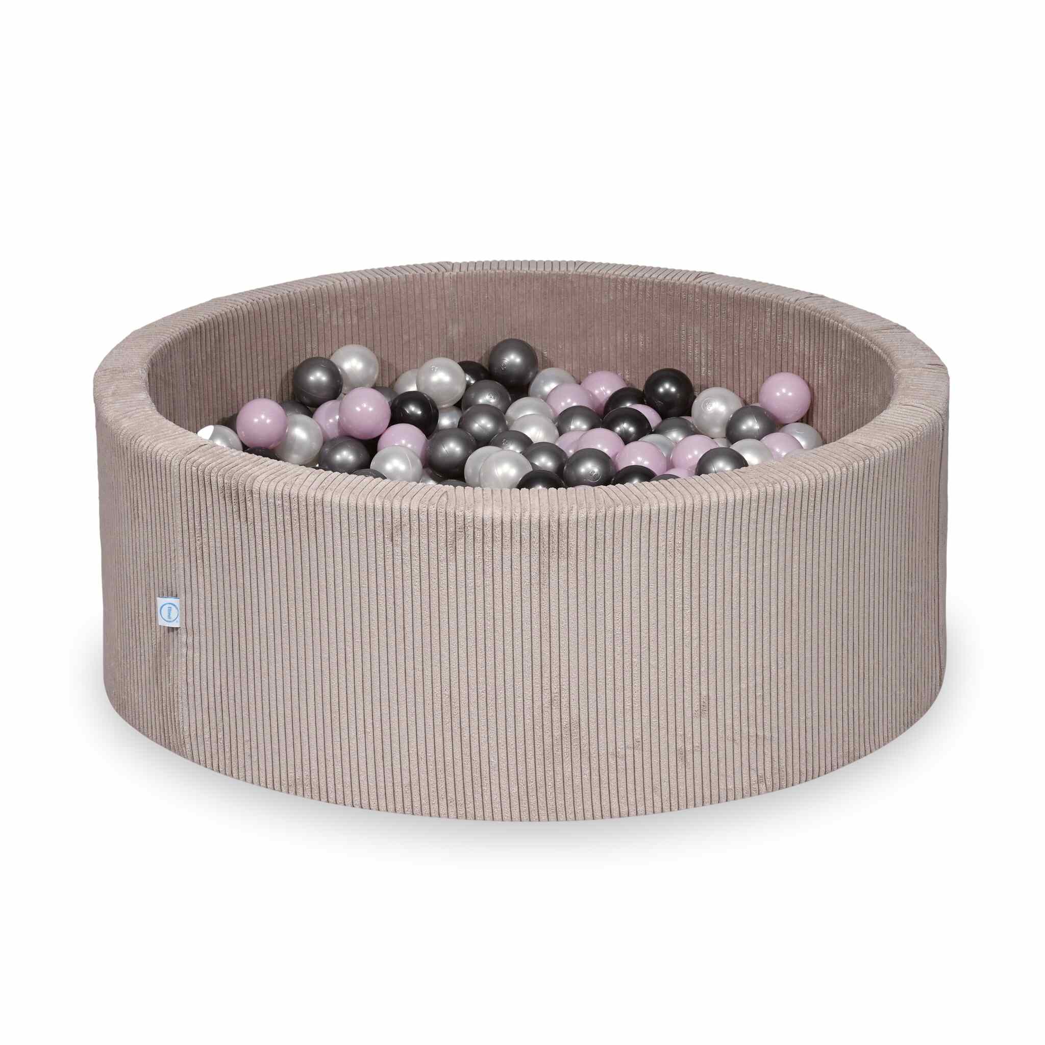 Ball Pit in corduroy light pink 110x40 cm with 500 balls
