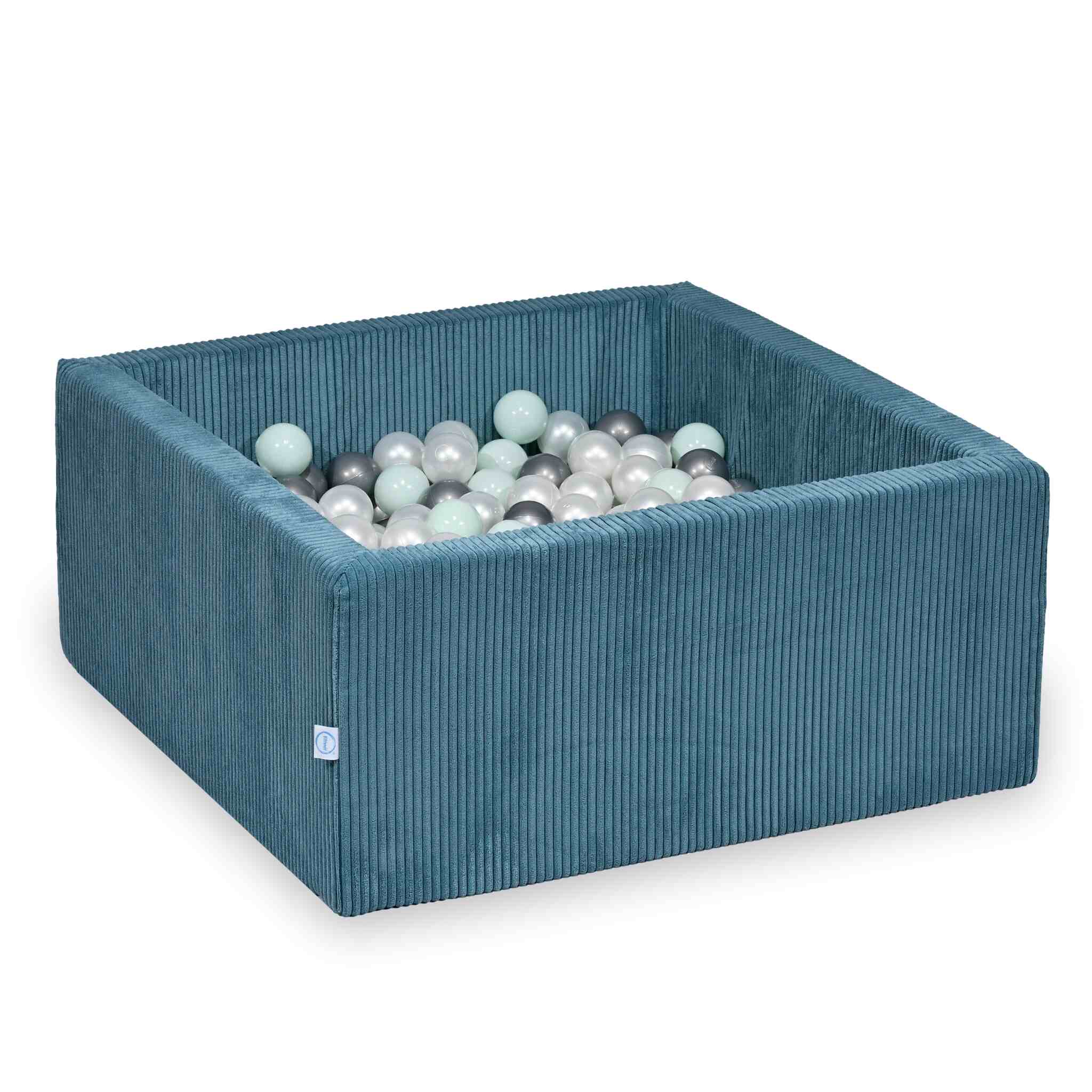 Square ball pit 90x90x40 cm in Corduroy Blue, 400 balls