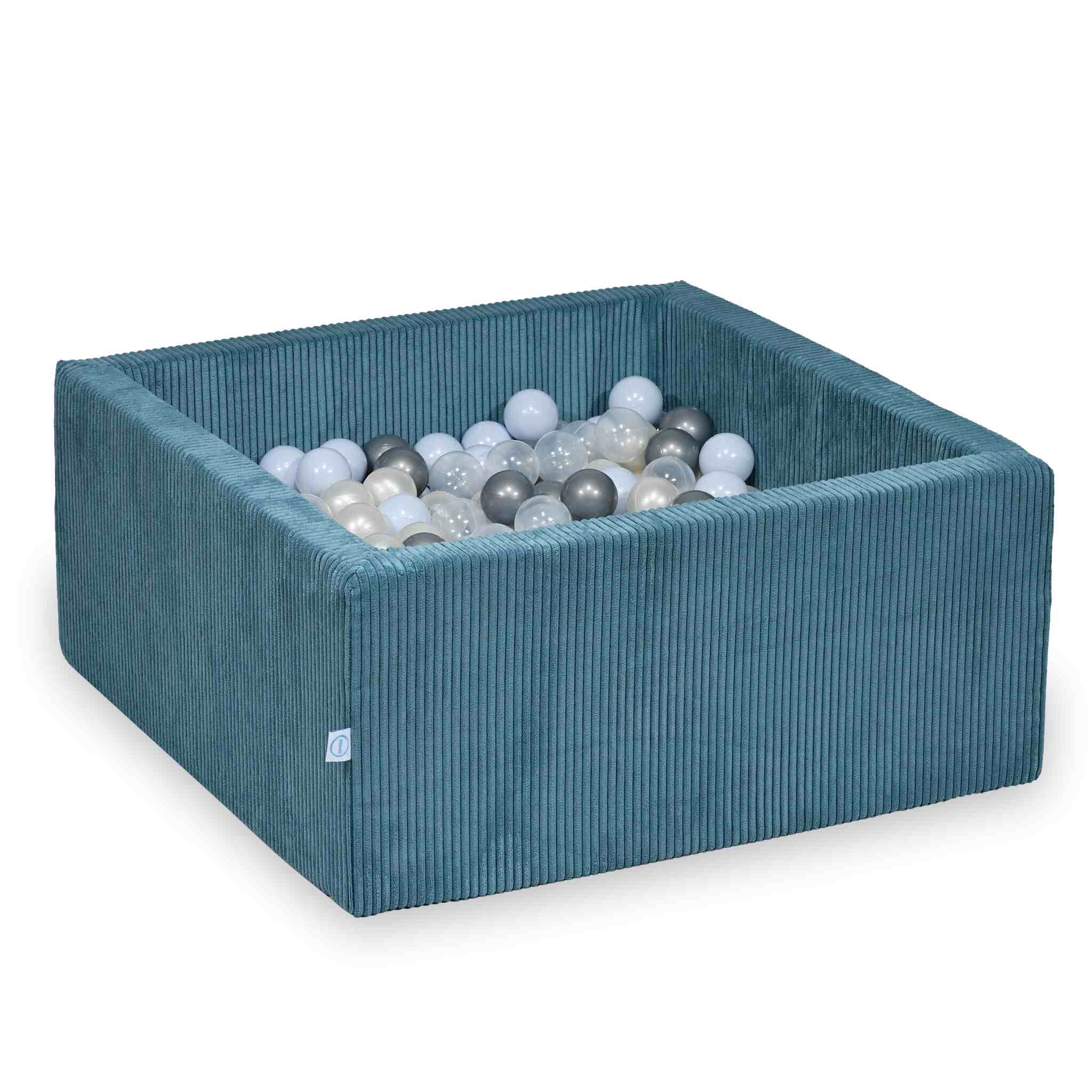 Square ball pit 90x90x40 cm in Corduroy Blue, 400 balls