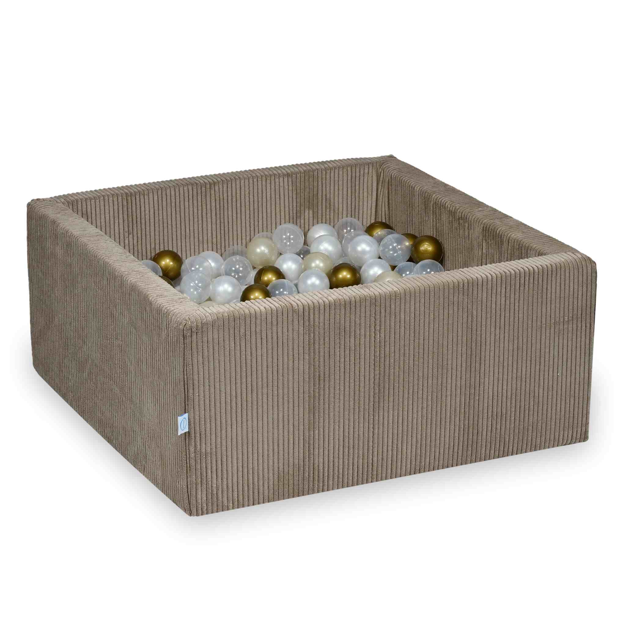 Square ball pit 90x90x40 cm in Corduroy Toffee, 400 balls