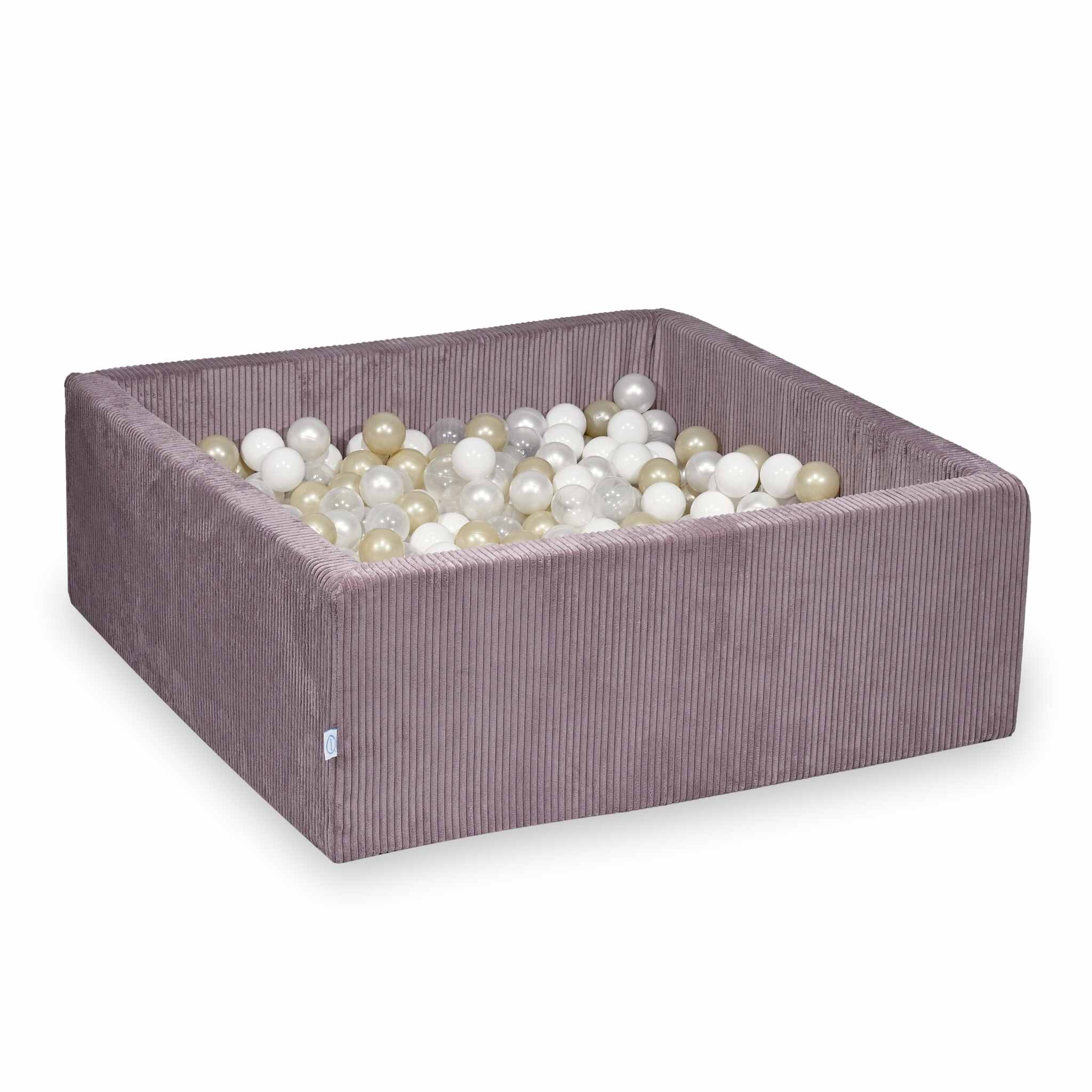 Square ball pit 110x110x40 cm in Corduroy Lavender, 600 balls