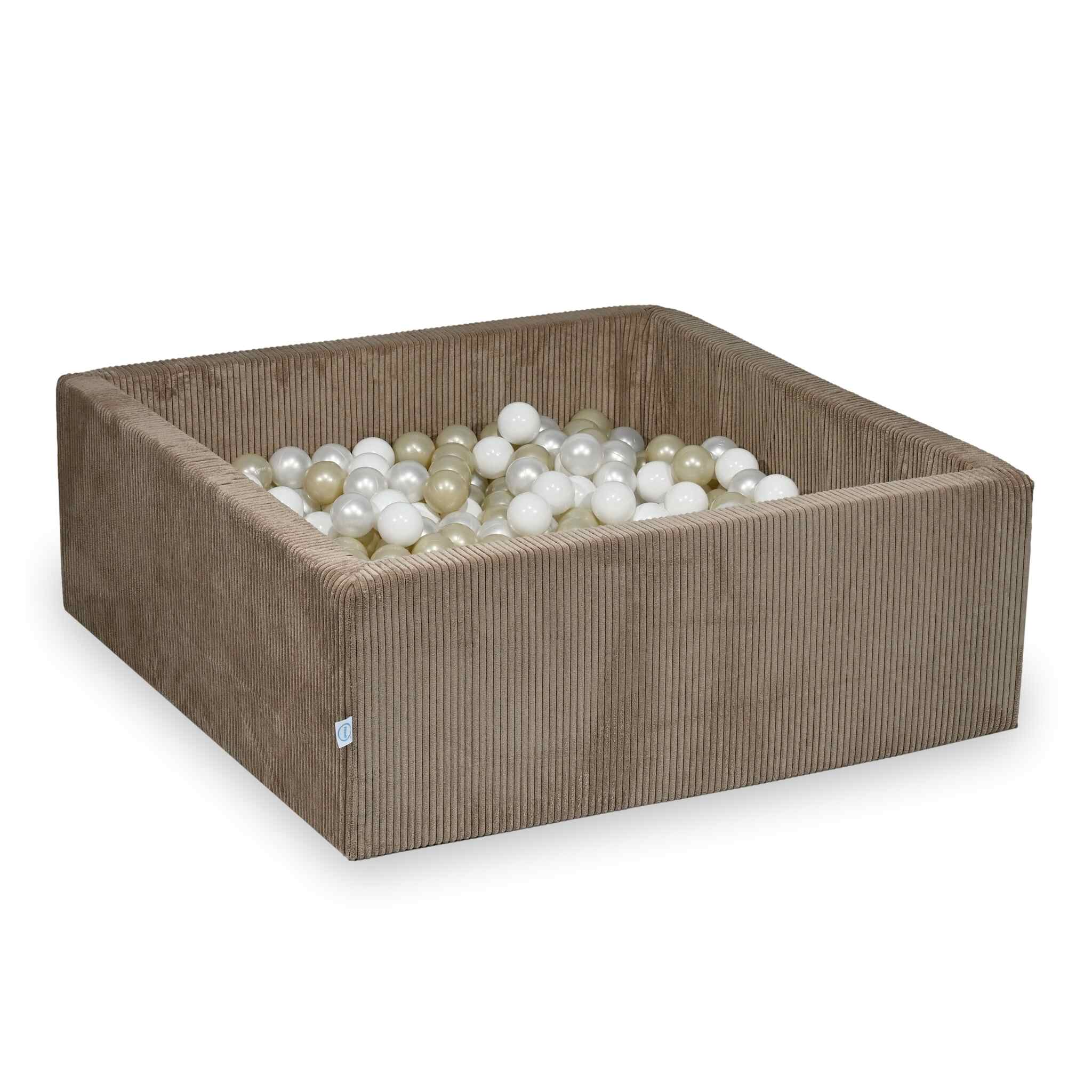 Square ball pit 110x110x40 cm in Corduroy Toffee, 600 balls