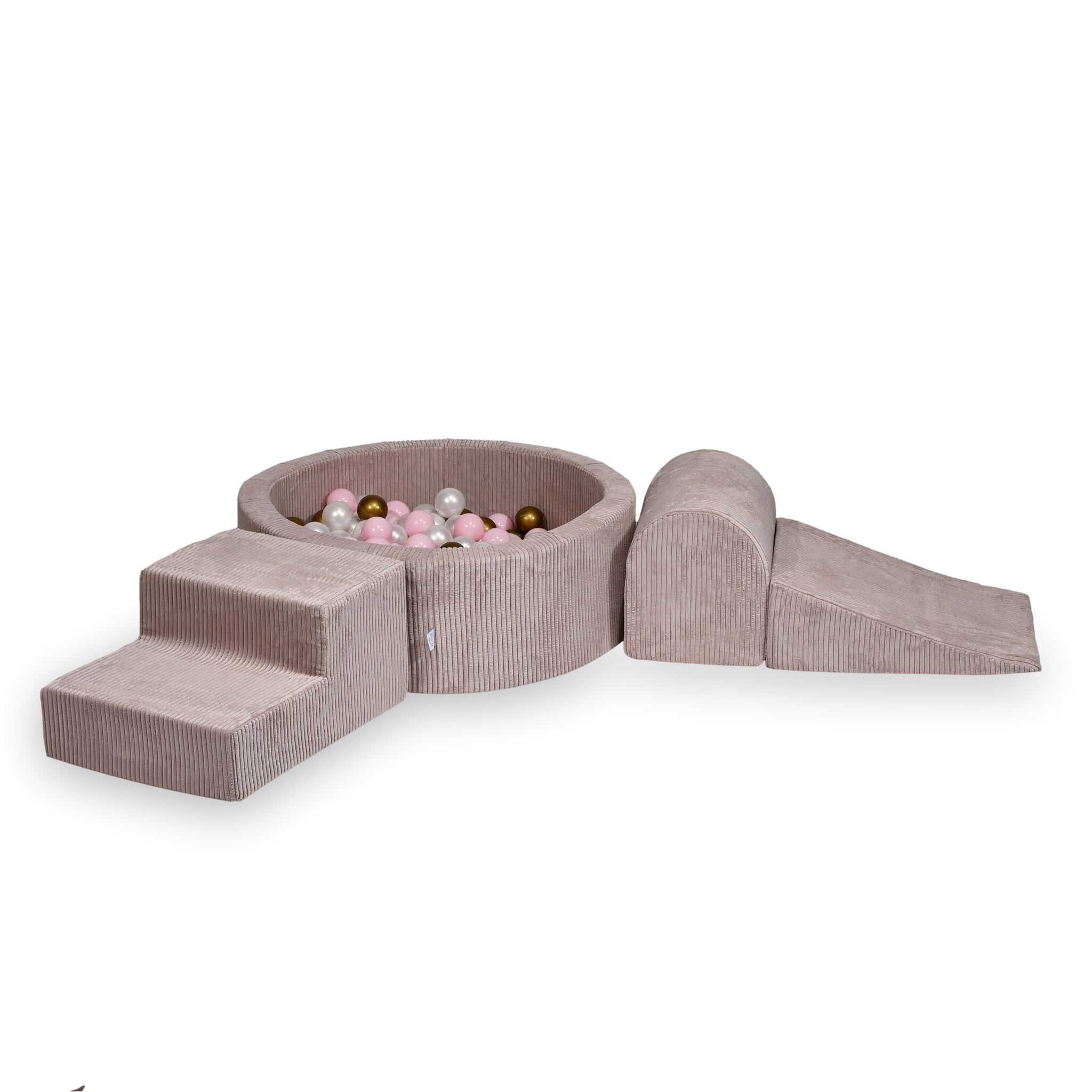 Foam playground with round pool 90x30 light pink corduroy + 200 balls
