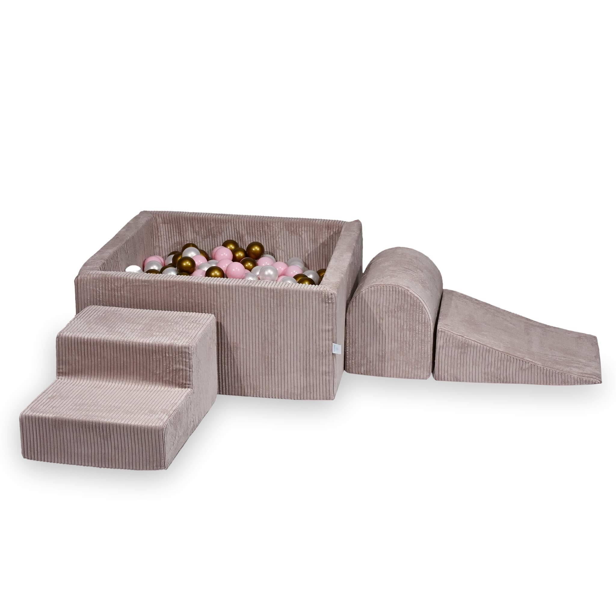 Foam playground with square ball pool children's play set 90x90x40 corduroy light pink + 400 balls