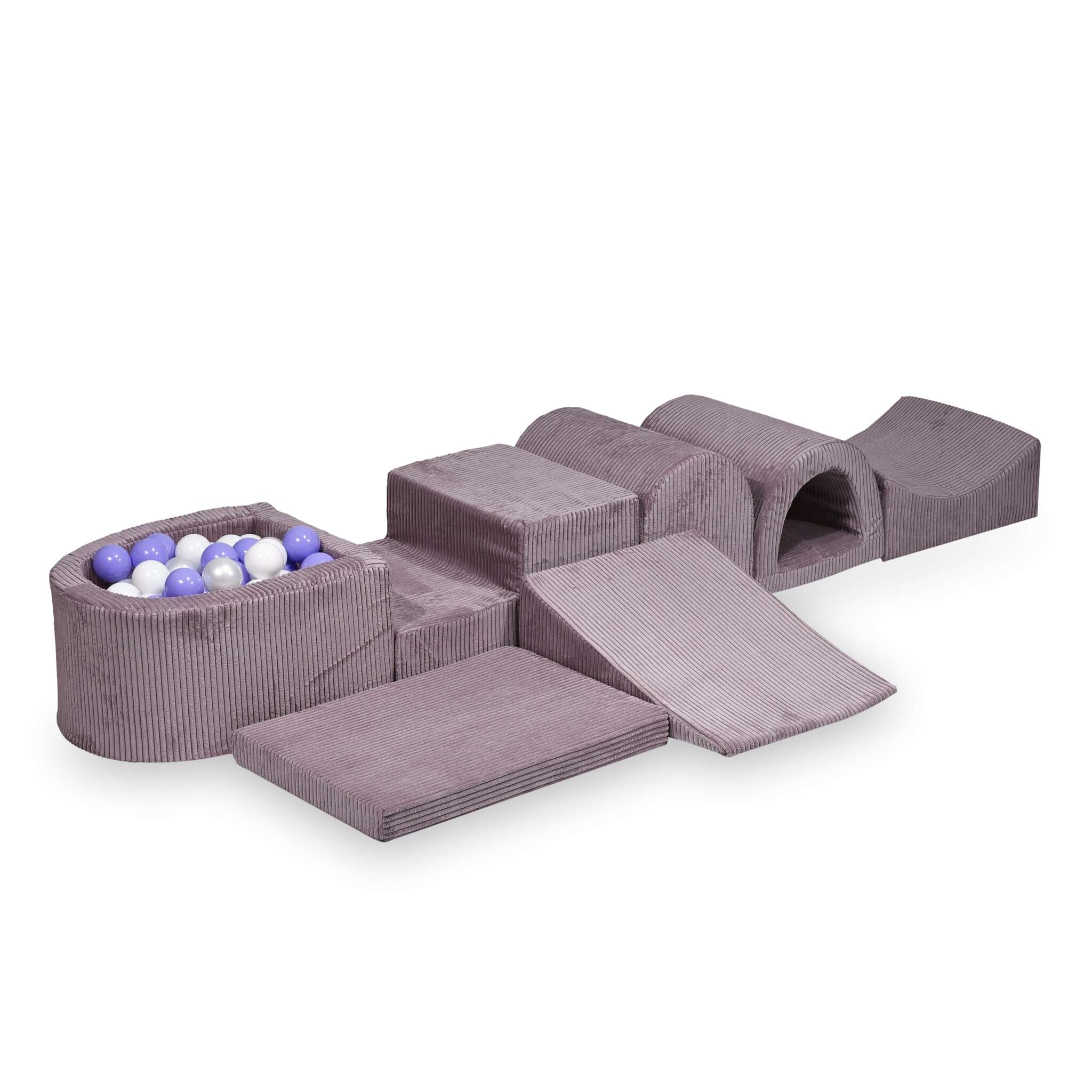 Largest foam play area with lavender micro corduroy ball pit + 100 balls