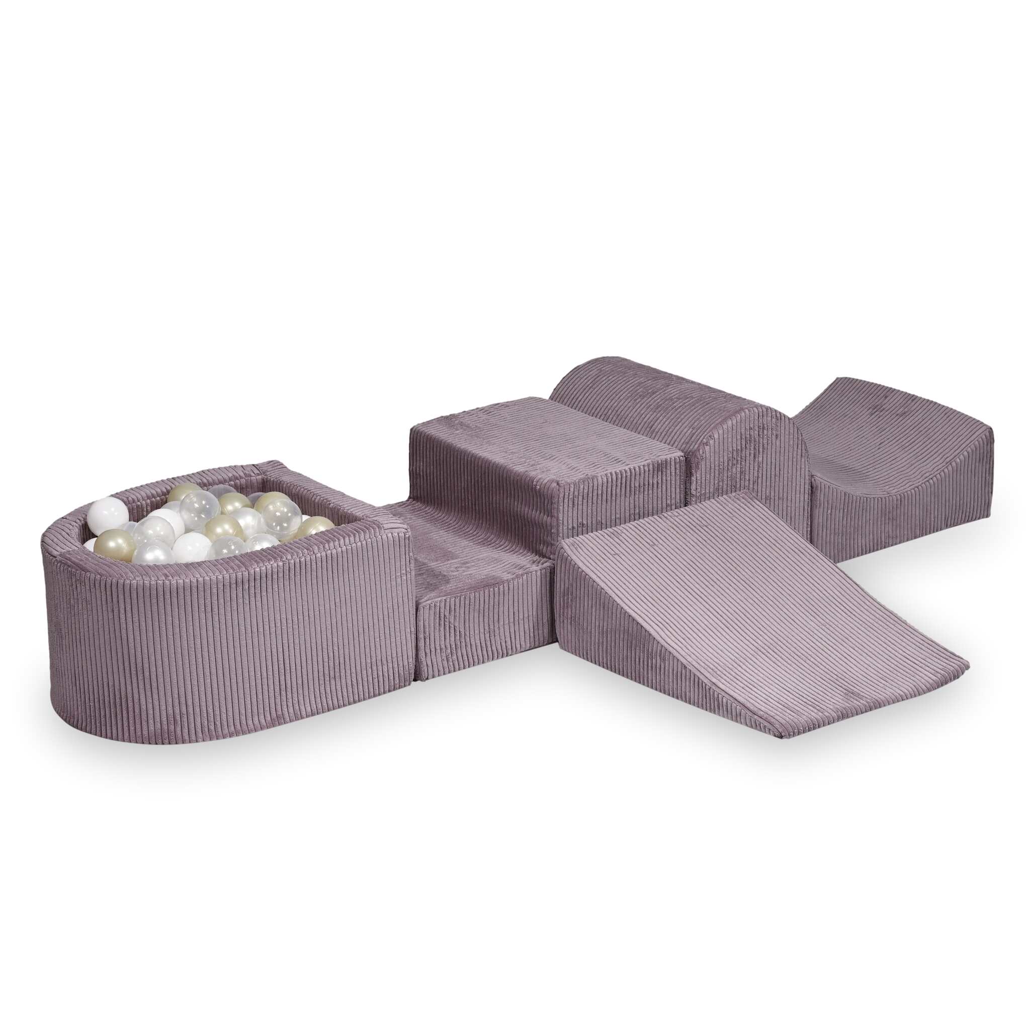 Foam playground  with hill and micro corduroy lavender pool + 100 balls