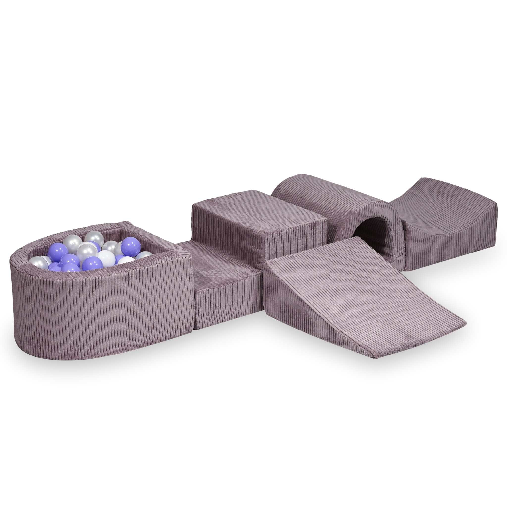 Foam play area with bridge and micro ribbed lavender pool + 100 balls