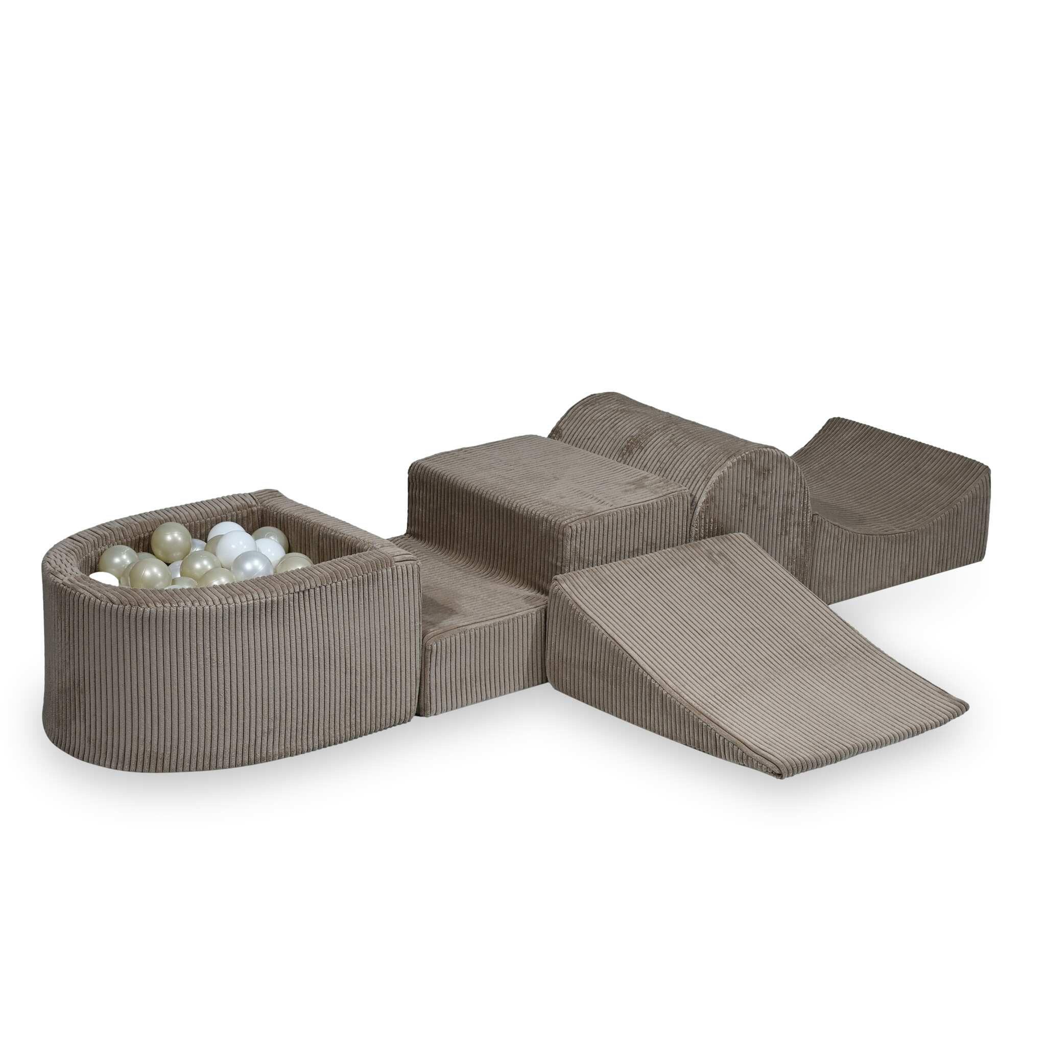 Foam playground with hill and micro corduroy toffee pool + 100 balls