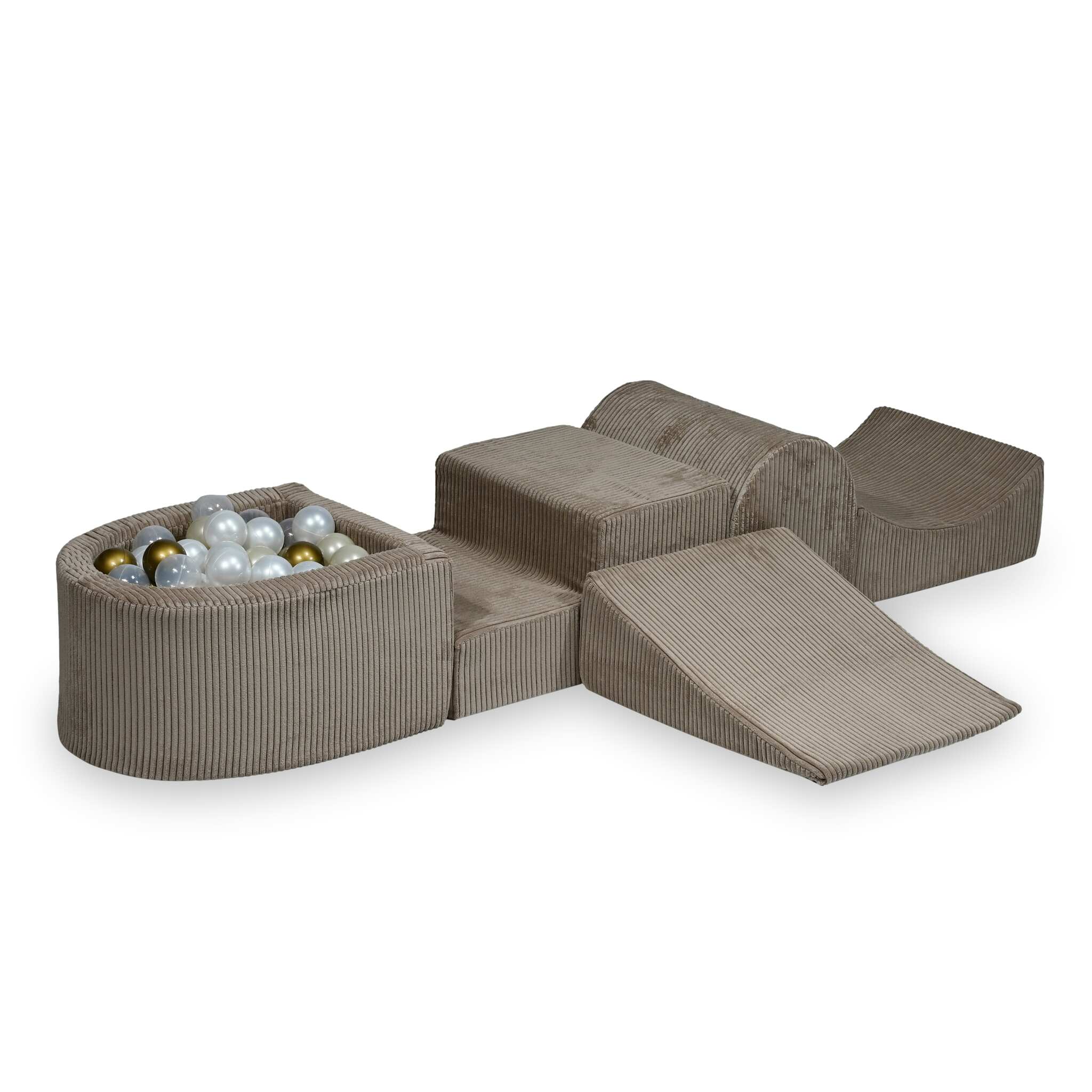 Foam playground with hill and micro corduroy toffee pool + 100 balls