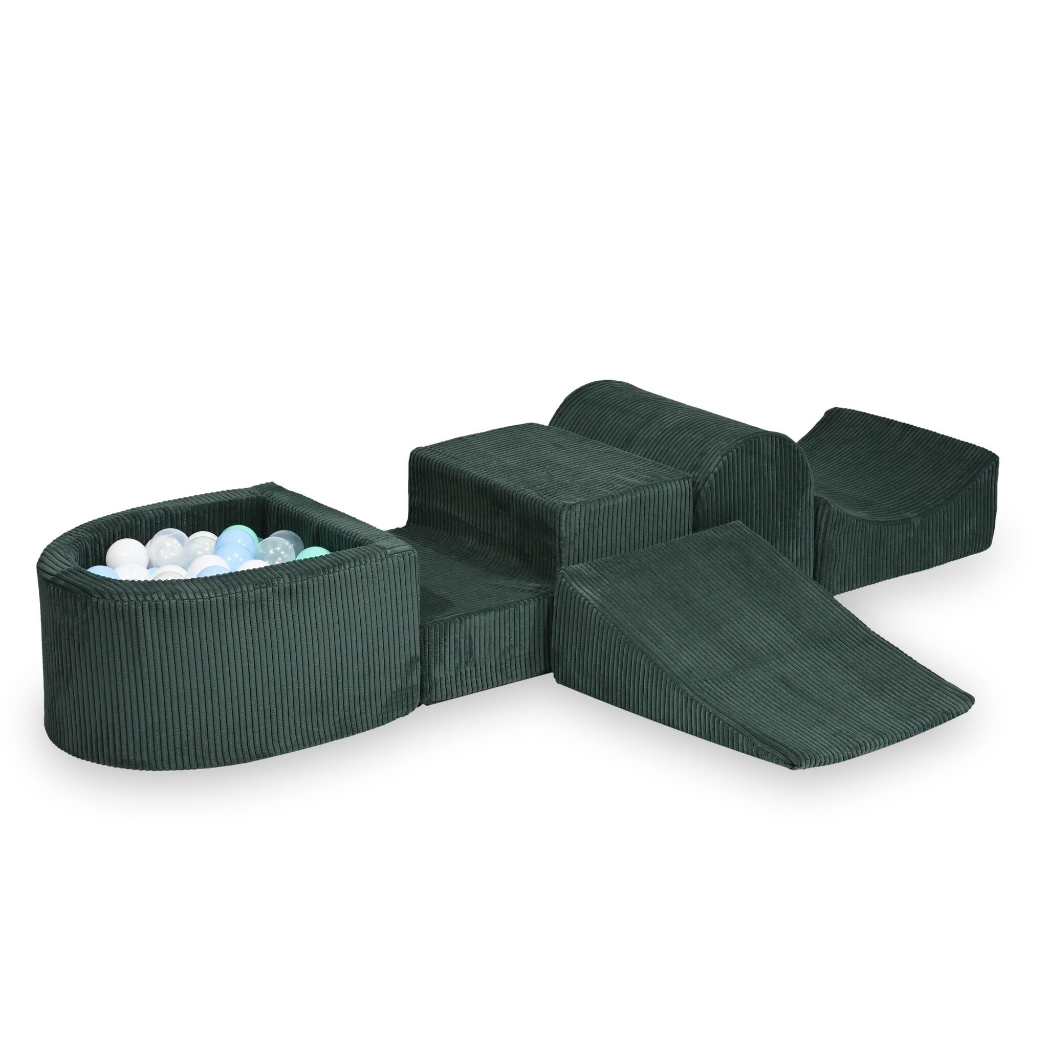 Foam playground with hill and micro corduroy green pool + 100 balls