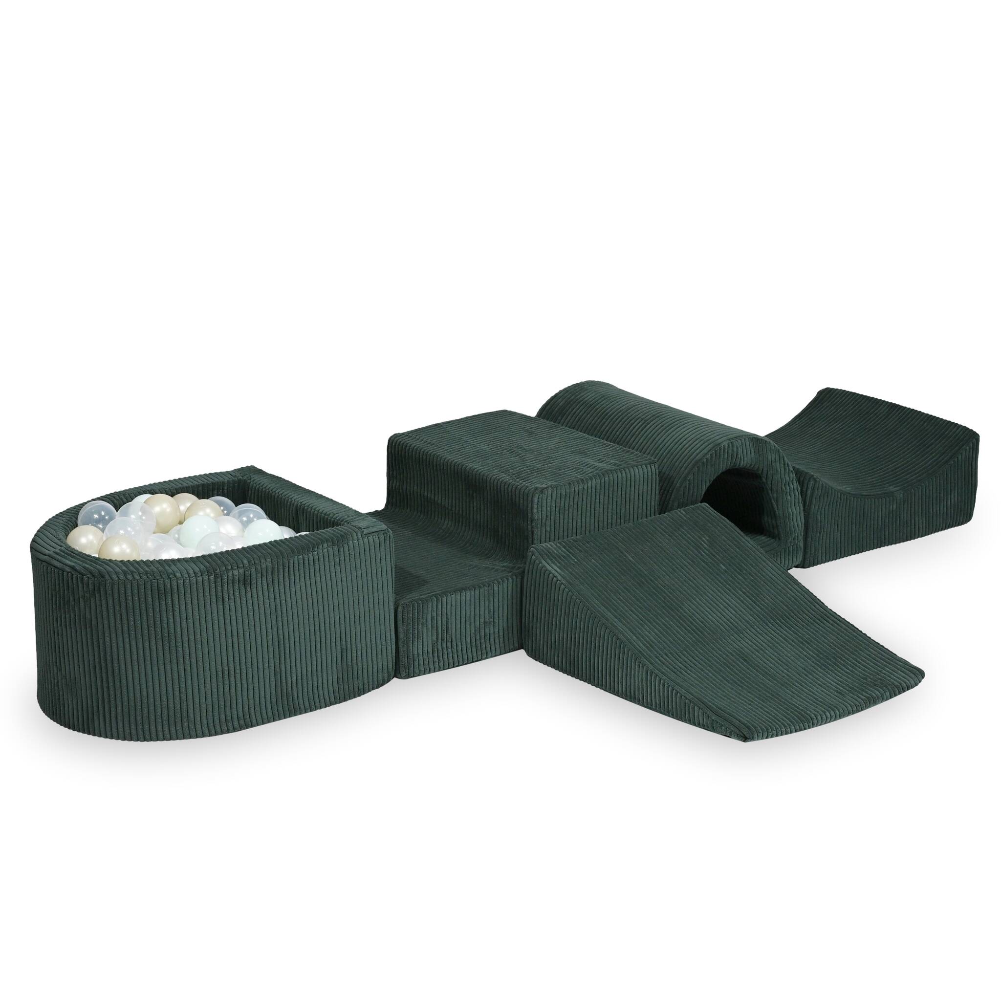 Foam play area with bridge and micro ribbed green pool + 100 balls
