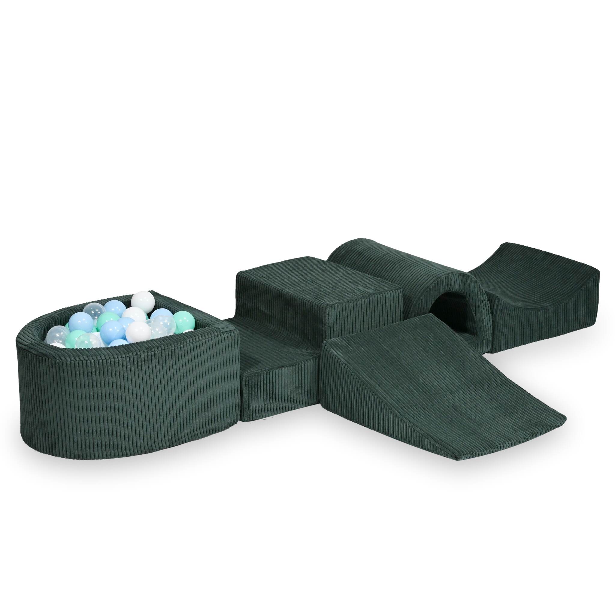 Foam play area with bridge and micro ribbed green pool + 100 balls