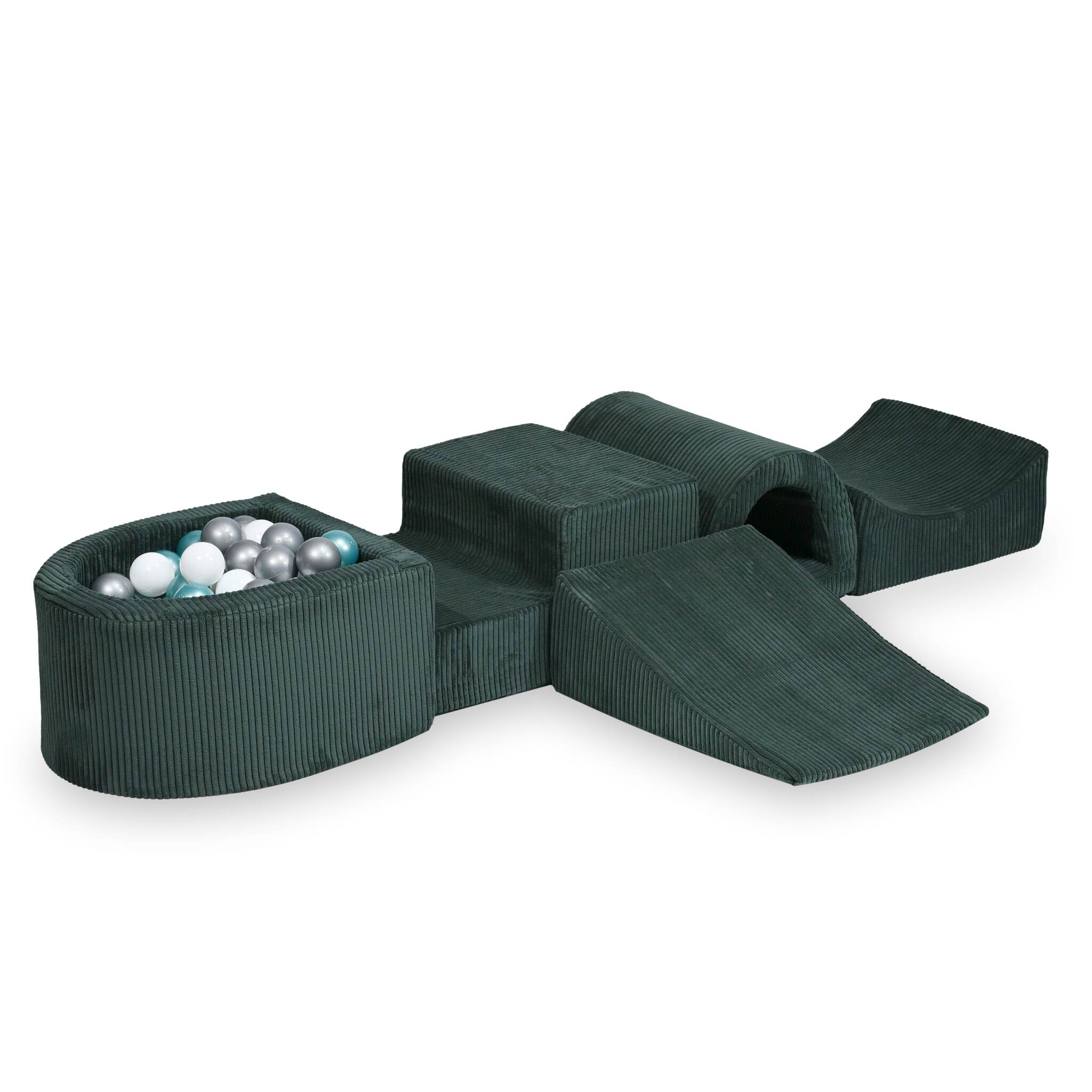 Foam play area with bridge and micro ribbed green pool + 100 balls