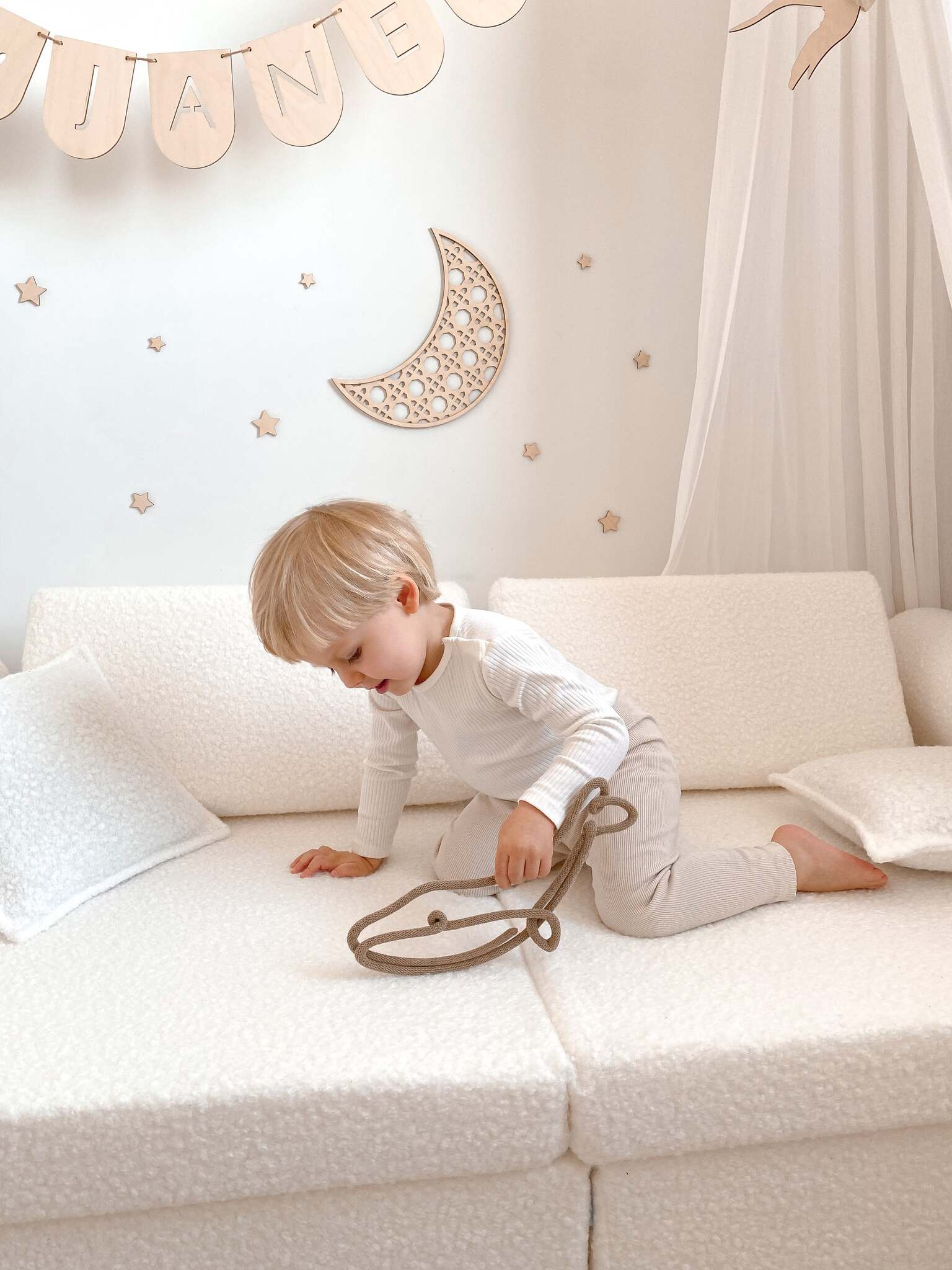 Montessori Play Sofa Comfort White Bouclé