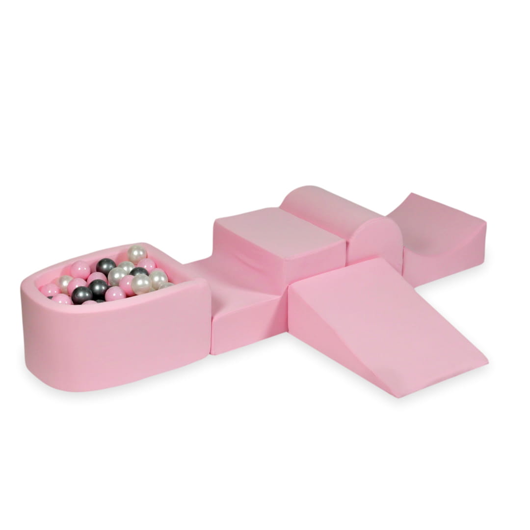 Foam play area with hill and micro powder pink pool + 100 balls