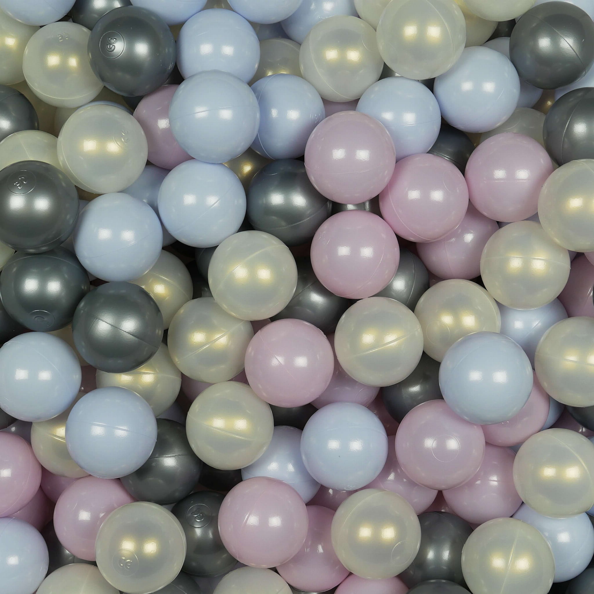 Palline da gioco Ø7 cm 50 pezzi rosa perlato, blu perlato, iridescente, argento