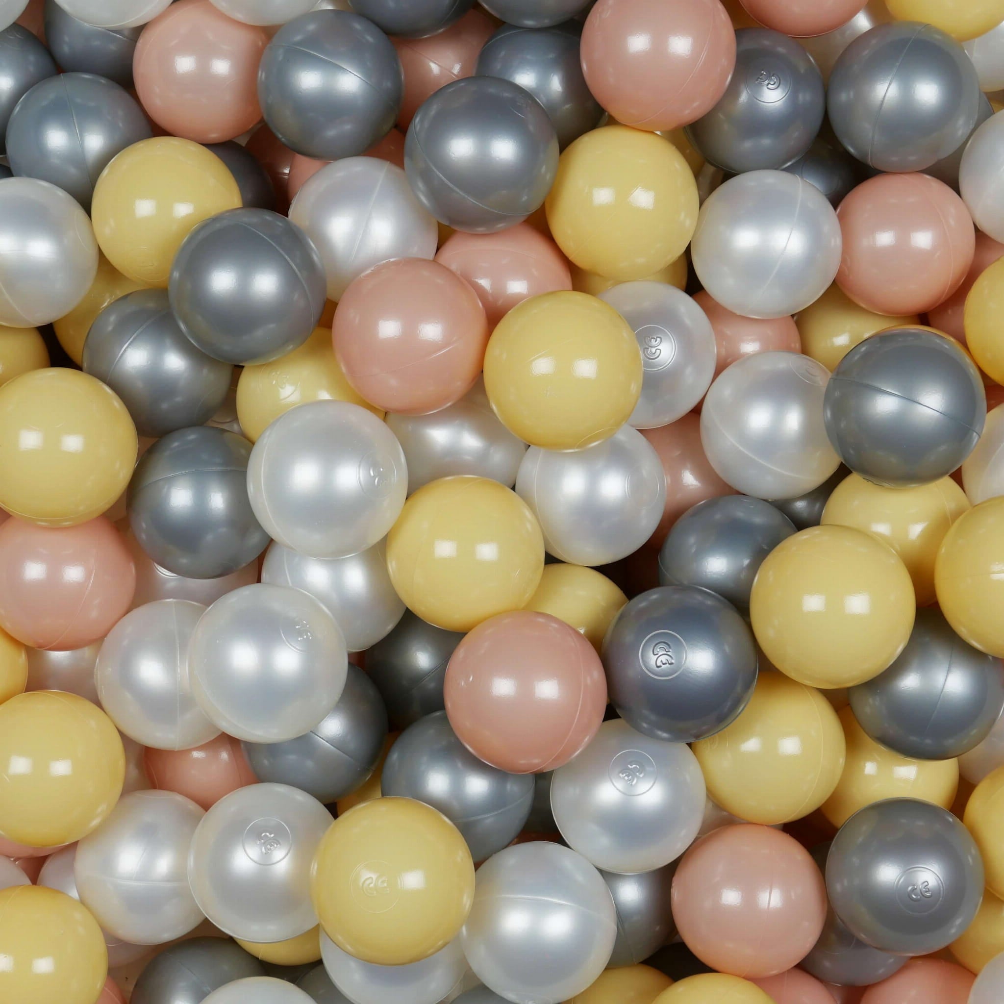 Mimii Bällebad-Bälle Ø 7 cm – 25 Stück – Perlmutt, Gold Rosa, Beige, Silber