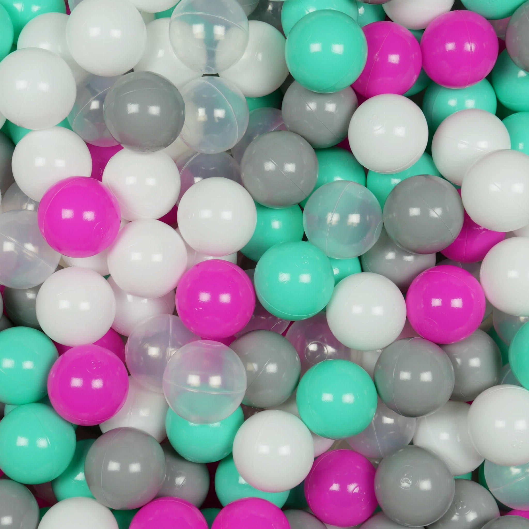 Game balls ø7cm 400 pieces white, pink, mint, gray, transparent
