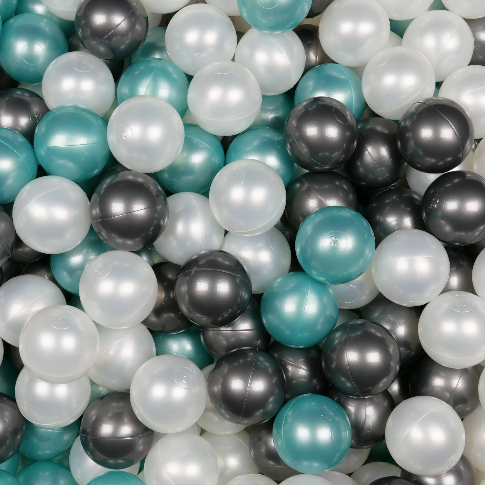 Play balls ø7cm 500 pieces pearl, metallic turquoise, metallic graphite